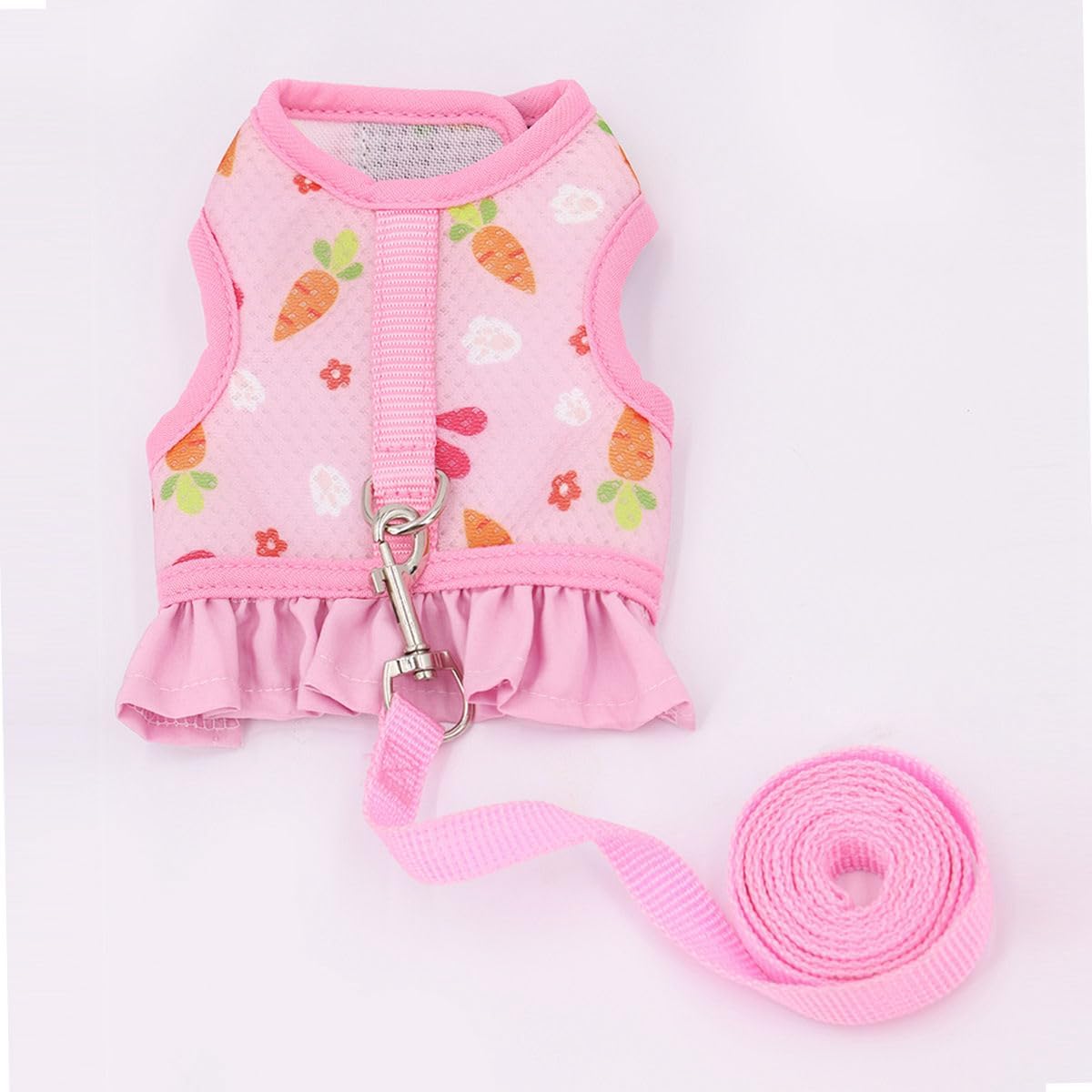 Pink Bunny Harness and Leash, Escape Proof Rabbit Harness and Leash Set, Cute Bunnies Vest Clothes Stuff Accessories - Also Suit for Ferret Kitten Puppy Small Animals, L(Adult Rabbit)