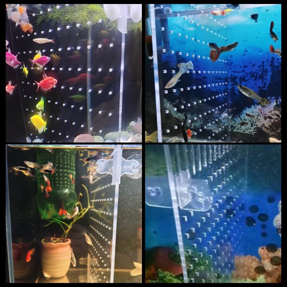 Aquarium Fish Tank Divider Acrylic Isolation Grid Board with Suction Cups Transparent Plate Baffle Cover Clear Fish Separator Inline Splitter Pump Tubing Connector Board 15.7x11.8x0.08 Inch