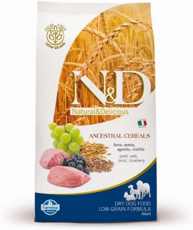 Farmina Natural And Delicious Ancestral Low-Grain Formula Dry Dog Food, 5.5-Pound, Lamb