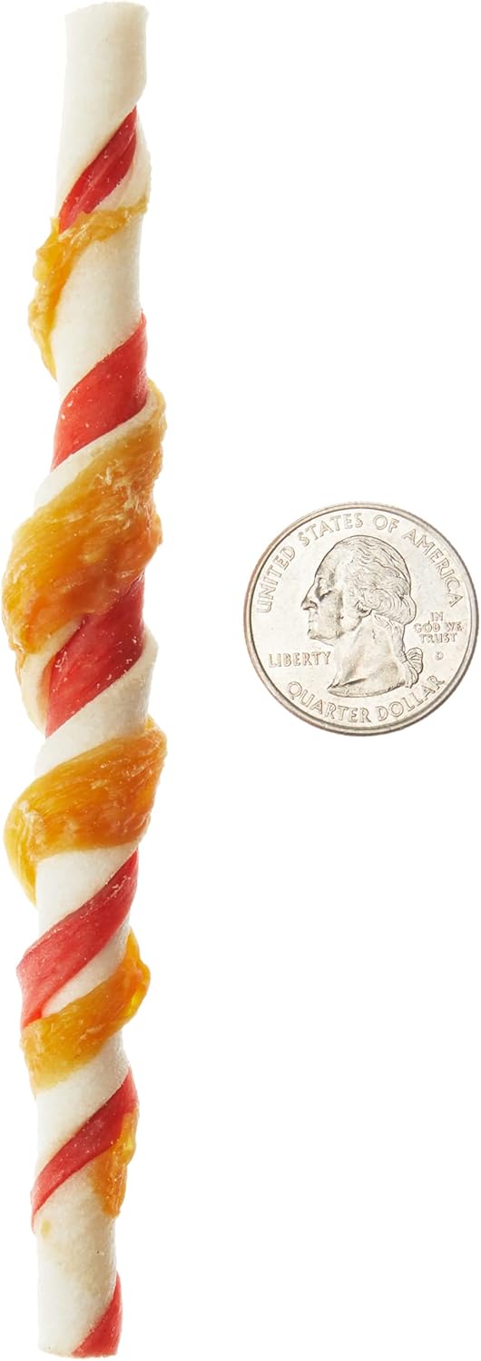 Amazon Brand - Wonder Bound Chicken Flavor Dog Rawhide Twist Sticks, 70 Count, 1.08 pound (Pack of 1)