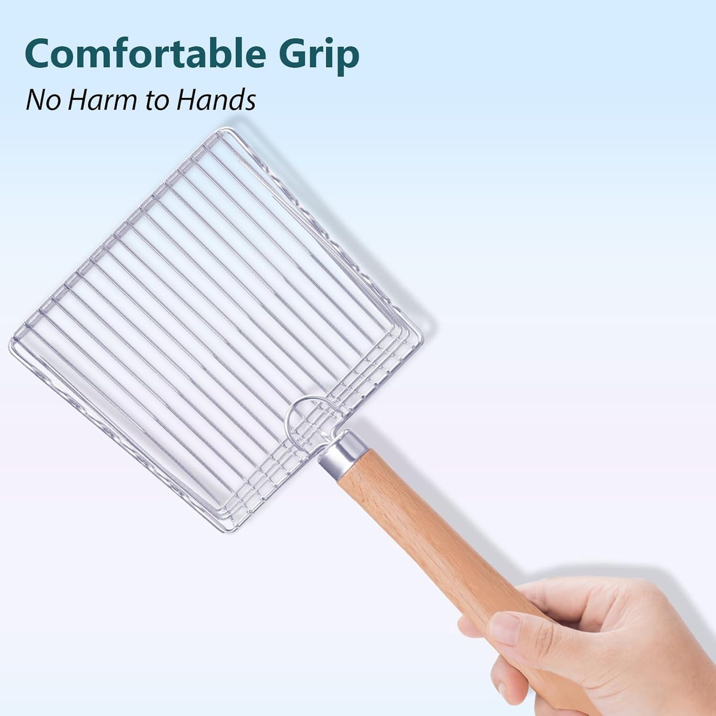 Cat Litter Scoop, 9.8" Extended Handle Premium Kitty Shovel with Hook and Hole, Metal Sifter Scooper Stainless Steel for Easy Cleaning, Durable and Heavy Duty, Odor-Free for Litter Box