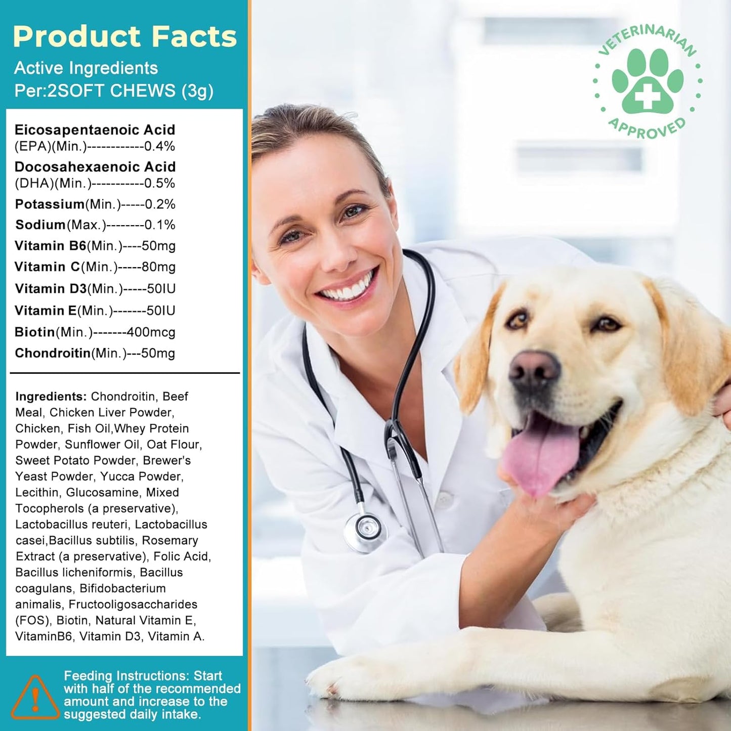 24-in-1 Dog Multivitamin Supplement with Gifted Chew Bone & Pet Comb, 210 Calming Chews, Dog Vitamins with Chondroitin & Probiotics, Hip & Joint, Immune Support, Beef Flavor