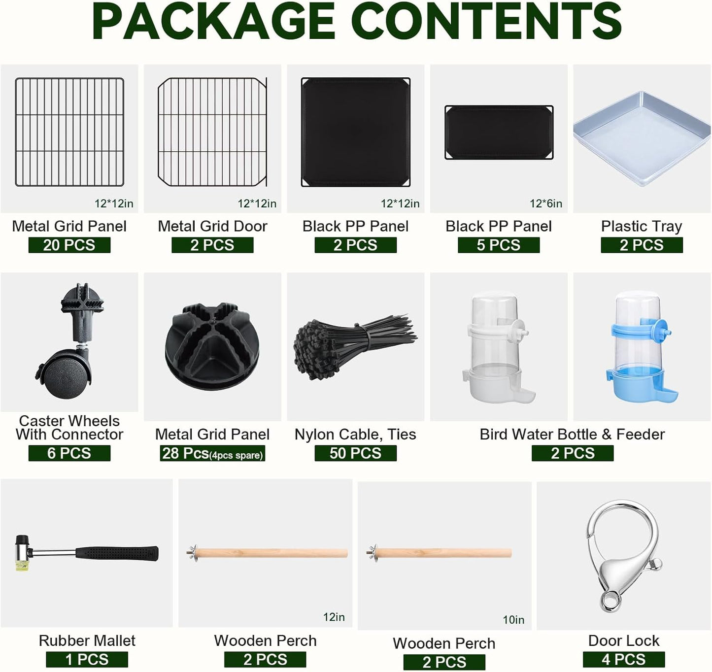 46-Inch Bird Cage, with Wooden Perches, Metal Parakeet Cage with Slide-Out Tray, Water Bottle & Feeder, Bird Cages for Parrot, Parakeets, Cockatiel, Lovebird, Pigeon and Small Mid-Sized Birds