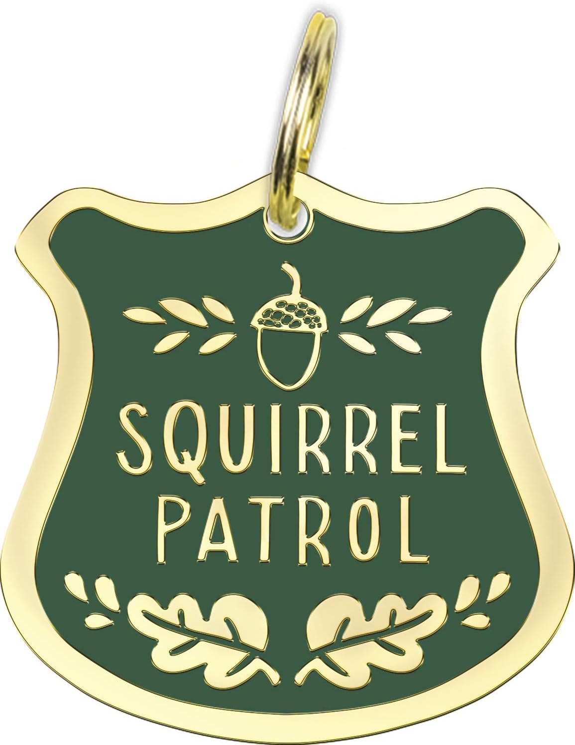 Squirrel Patrol Hard Enamel Dog Collar Pet Charm 1.25 Inch x 1.25 Inch