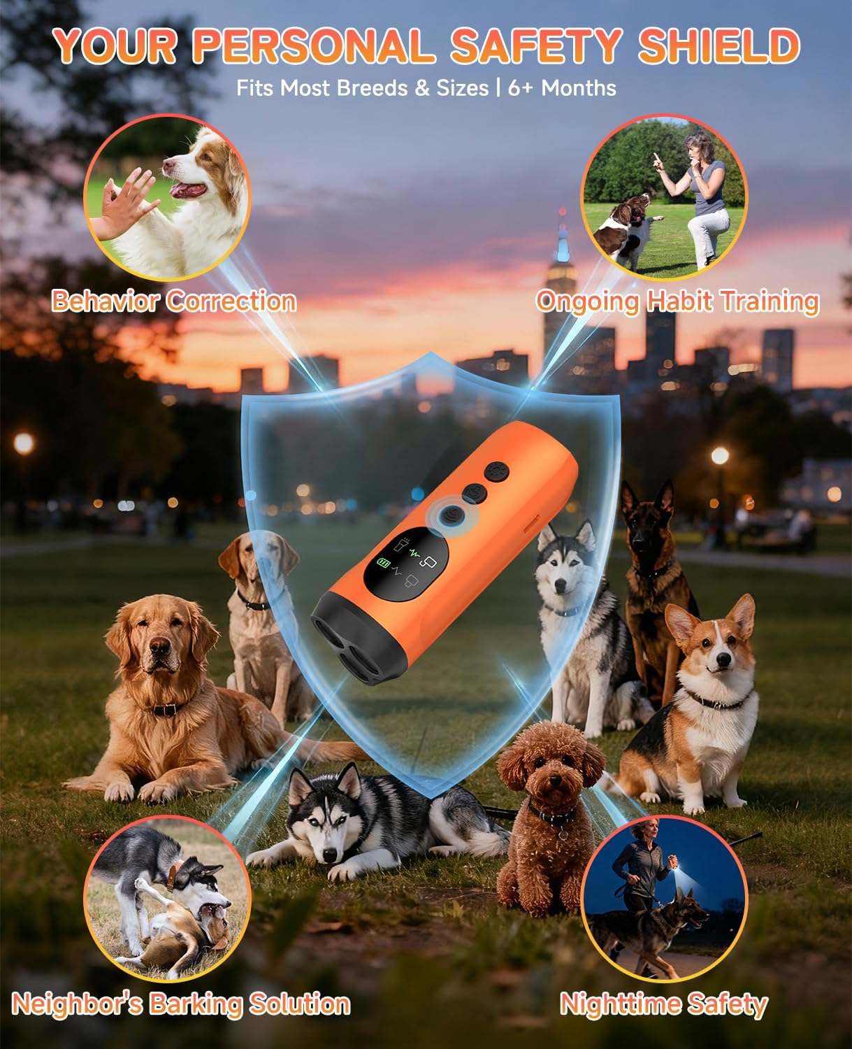 3X Ultrasonic Dog Bark Deterrent, 50ft Long Range Anti Barking Device for Stubborn & Neighbor's Dog, Rechargeable Behavior Training Tool with Flashlight, Safe Humane for Indoor Outdoor Use
