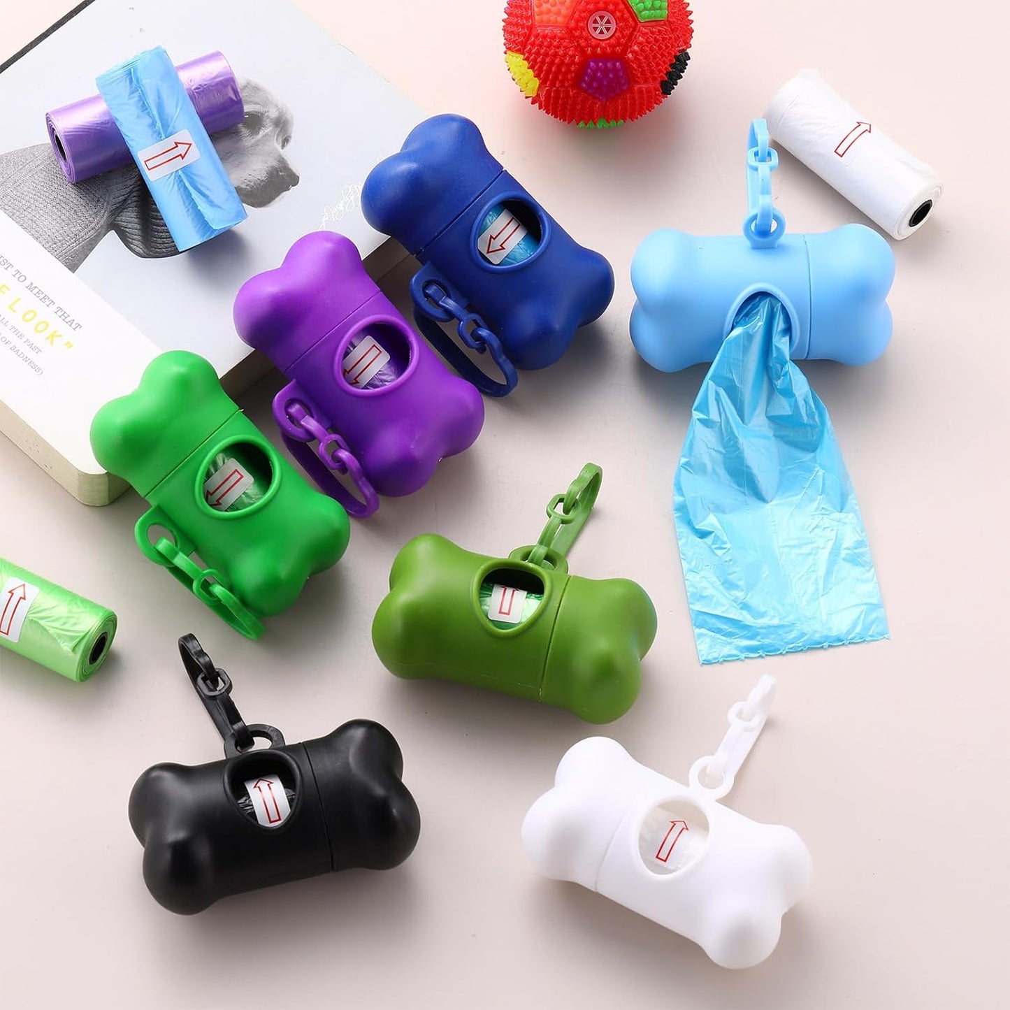 Zhehao 50 Pcs Dog Poop Trash Bag Holder Dispenser Plastic Dog Poop Waste Bag Holder for Leash with Hook and Leak Proof for Walking Hiking Camping (Core,Bone)