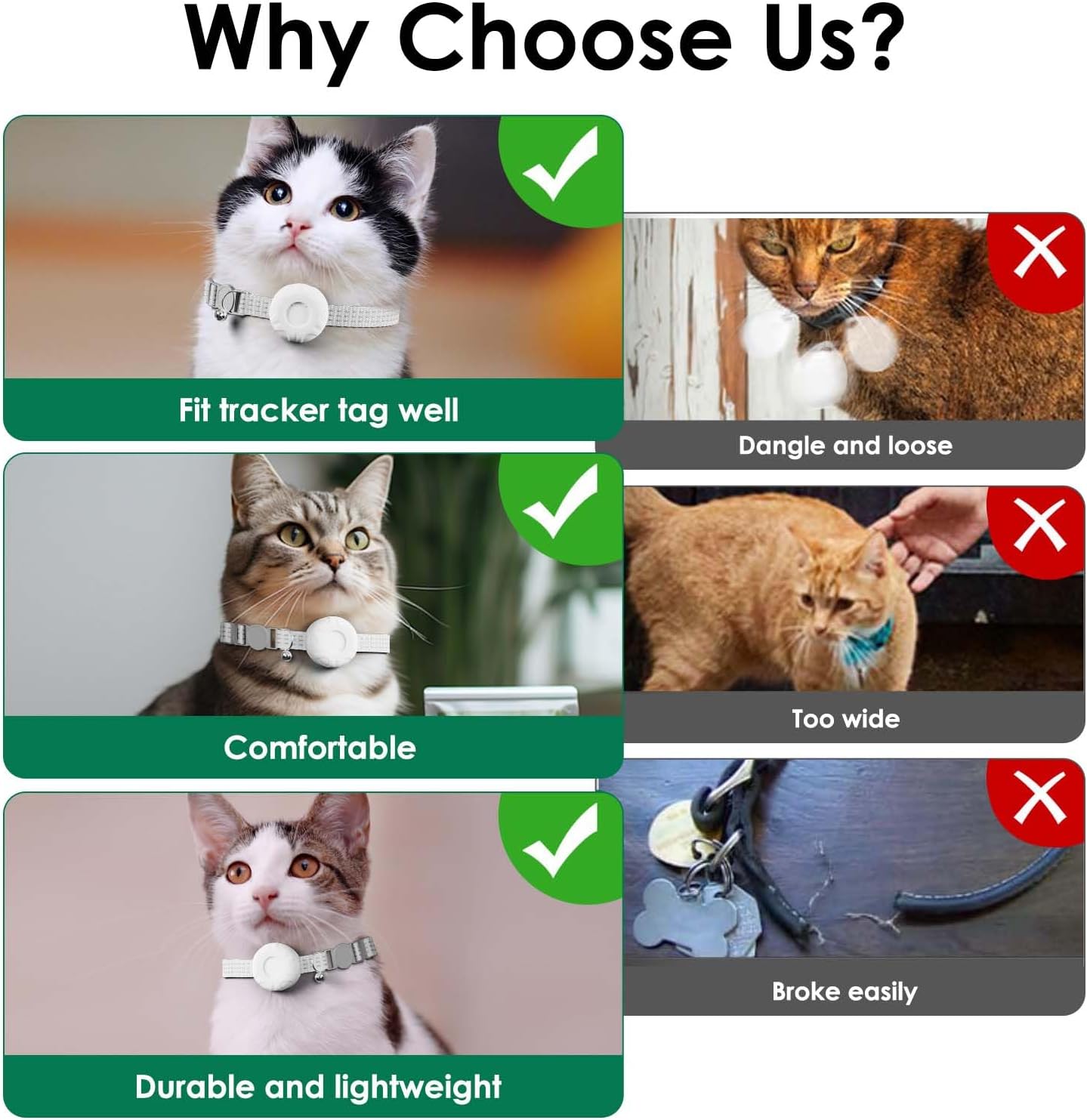 GPS Tracker for Cats, Cat GPS Tracker Compatible with Apple Find My App (Only iOS), No Monthly Fee Cat Tracker, Waterproof