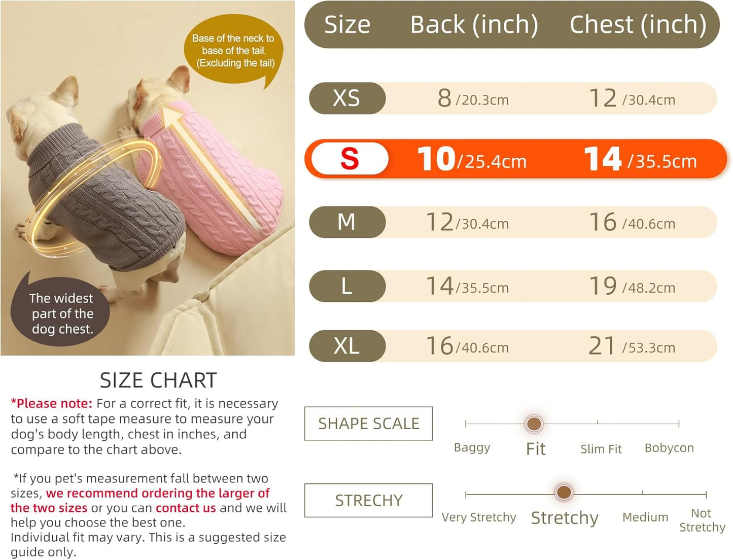 2 Pack Dog Sweaters for Small Dogs - Puppy Medium Warm Clothes in Winter, Turtleneck Pullover Design for Boy Girl Pet, Doggie, Cat, Kitten Chihuahua Bulldog Pug Beagles (S, Pink, Beige)