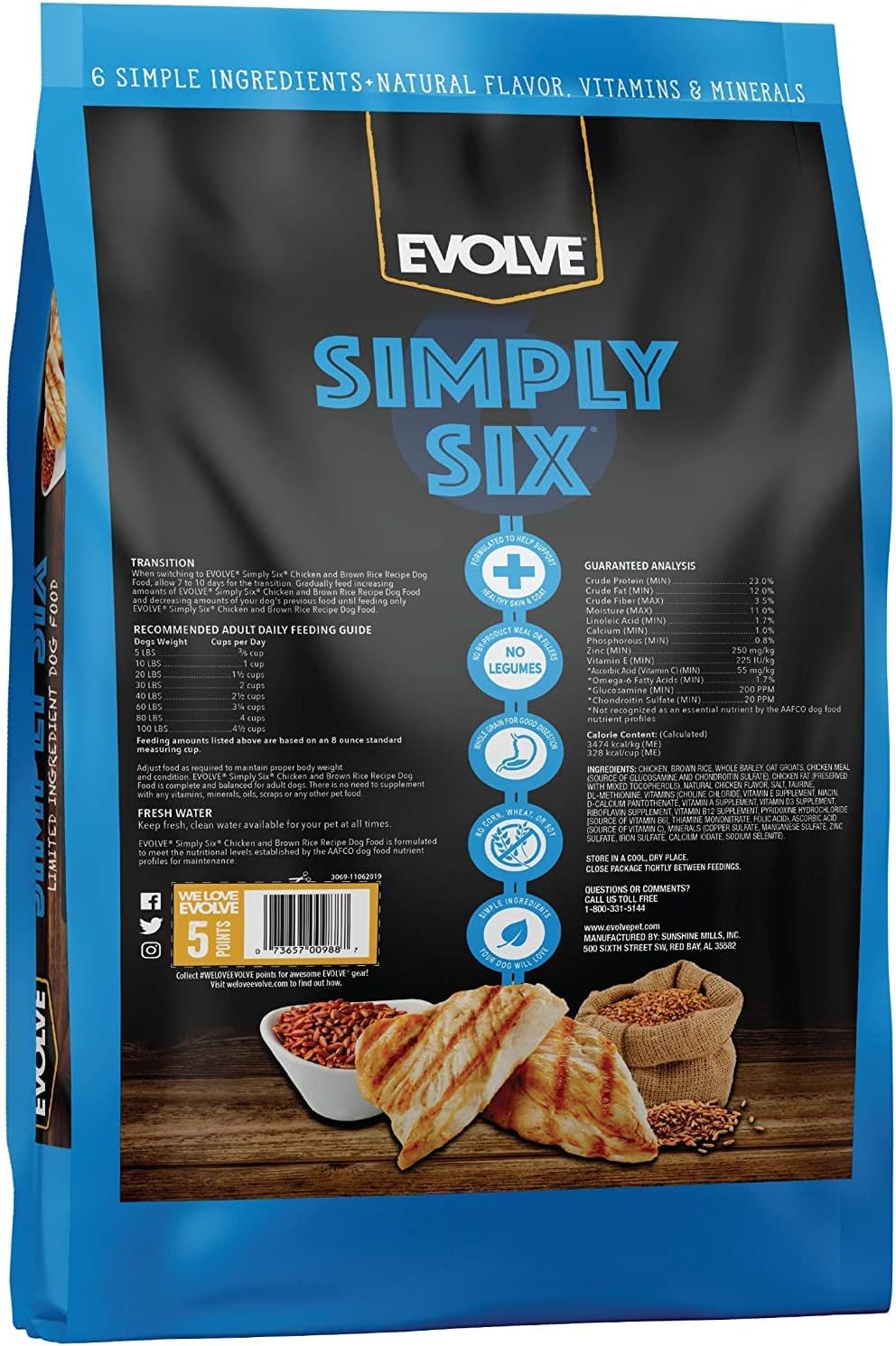 Evolve Pet Food Simply Six Chicken and Brown Rice Recipe Dog Food 4 lb. Bag