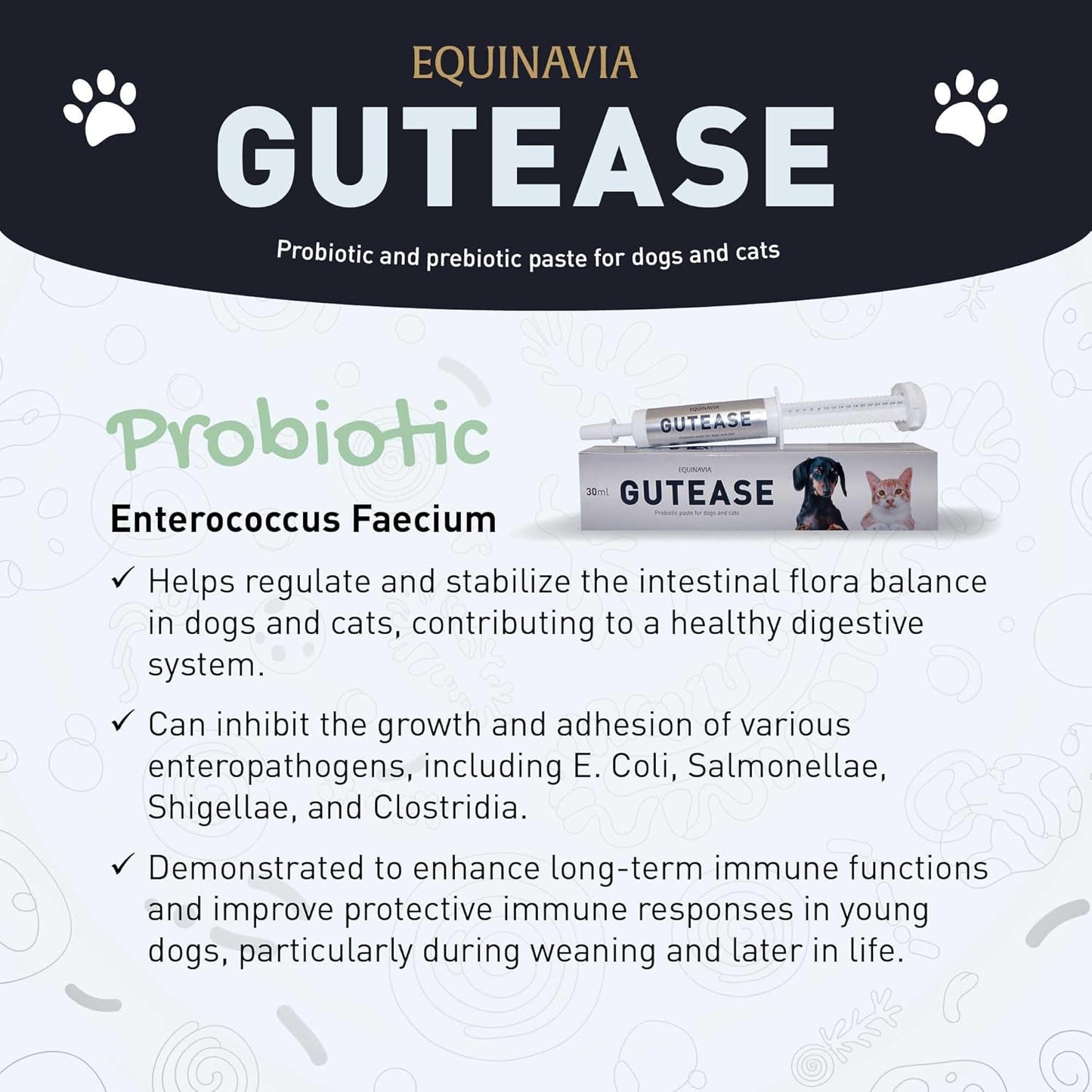 Equinavia GutEase Digestive Support Paste for Dogs & Cats – with Probiotics, Prebiotics, Glutamine, and Pectin – Easy Oral Supplement in 15ml or 30ml Syringe - 1 oz (30 ml) - 1 oz