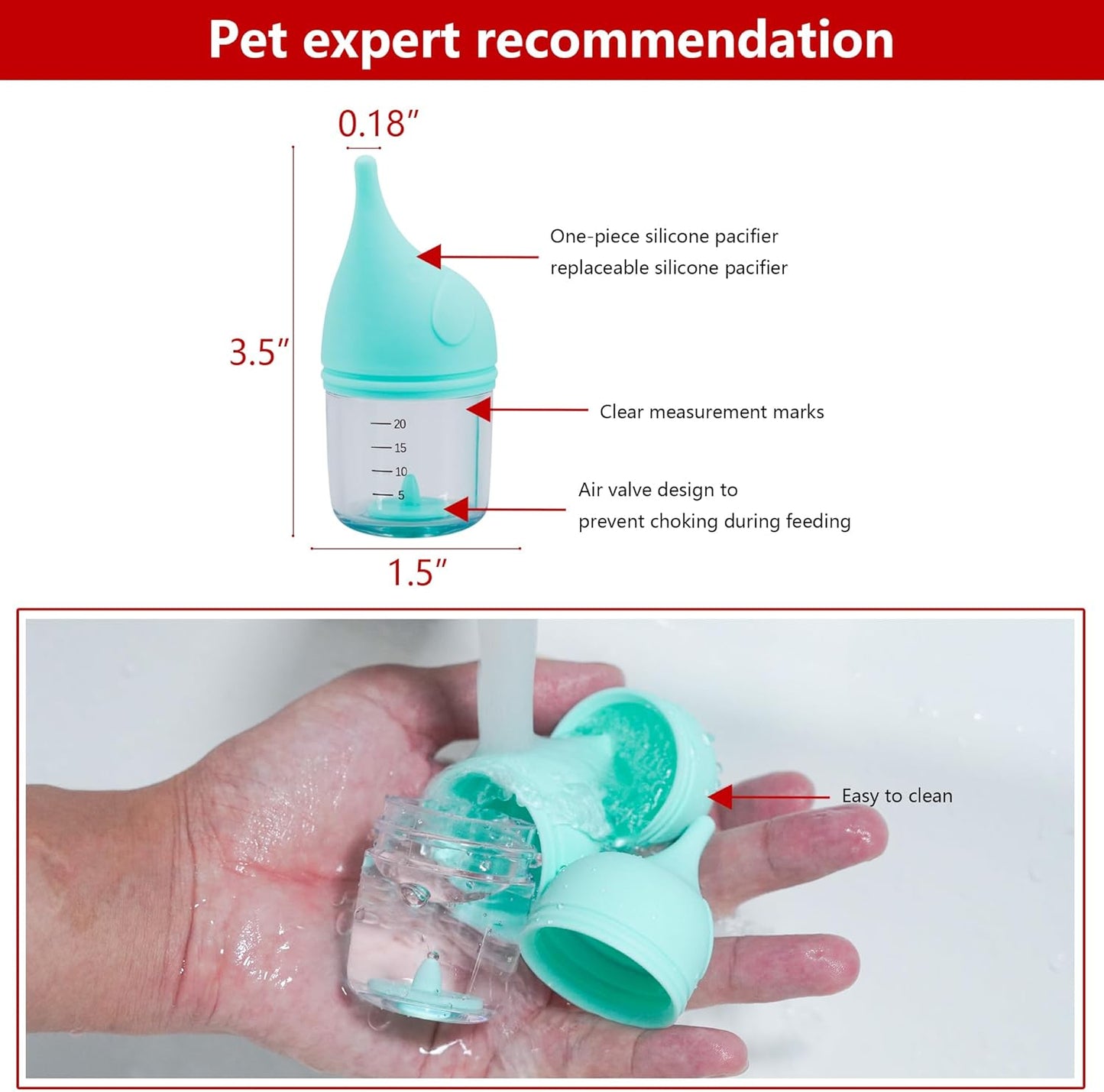 Puppy Bottles for Nursing,Kitten Bottles for Nursing,Pet Feeding Bottle,(Cyan - 20ml)