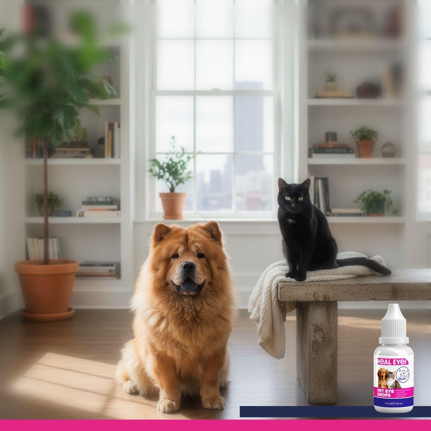 Heal Eyes Daily Eye Care Drops 1 fl oz (30 ml) for Cats, Dogs, Birds & Horses – Gentle Tear Stain Remover, Soothing Eye Cleaner, Alcohol-Free & Vet-Formulated