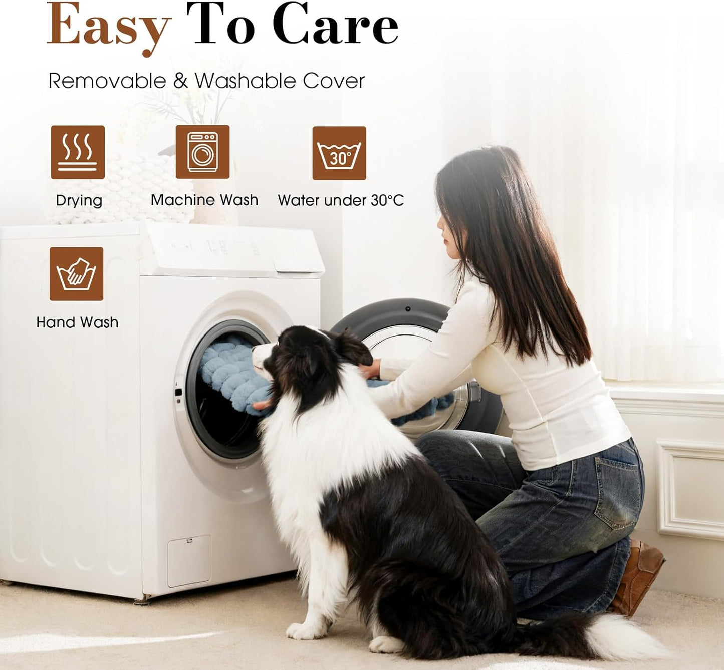 Extra Large Dog Bed for Crate, Orthopedic Dog Bed with Waterproof Lining, Soft Short Plush Surface & Egg Crate Foam, Machine Washable Pet Bed with Removable Cover & Anti Slip Bottom