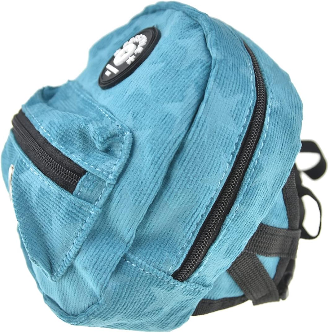 FLAdorepet Dog Backpack Harness with Leash, Dog Poop Bag Dispenser, Pet Self Carrier Adjustable Travel Hiking Walking Harness Backpack for Small Medium Dogs (L(Fit:10-15lb), Blue)