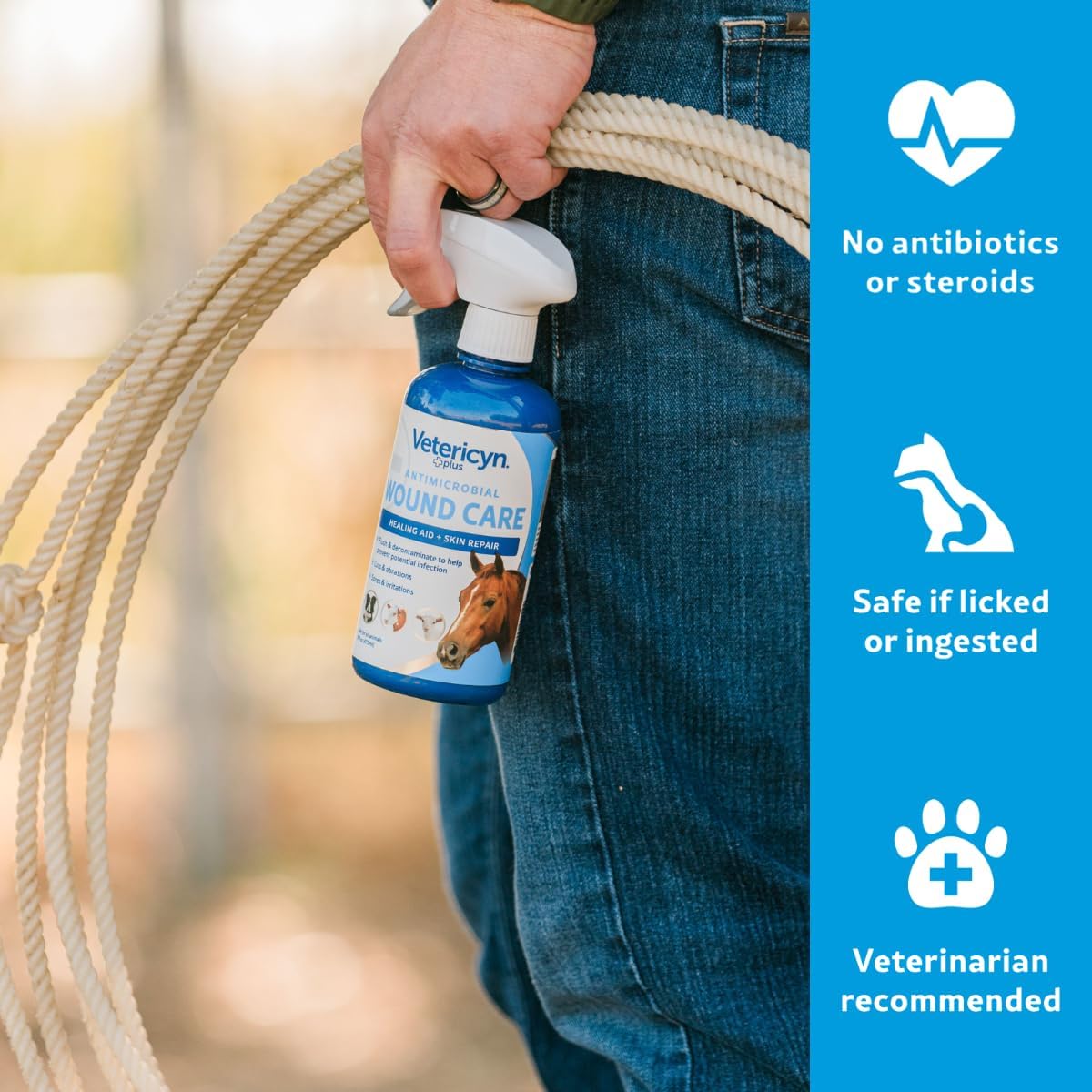 Vetericyn Plus Horse Wound Care Spray | Equine Healing Aid and Skin Repair, Clean Wounds, Relieve Itchy Skin. 16 ounces