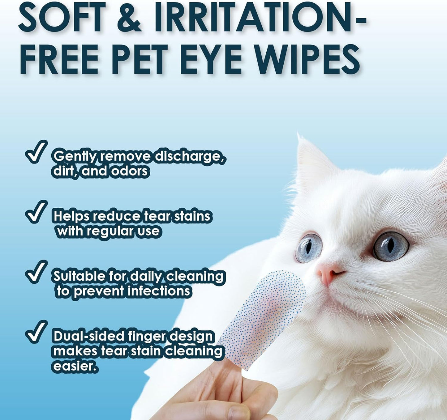 Mooncat Waterless Cat Shampoo and Brush Kit with Pet Eye Wipes Bundle, 5oz Licking Safe No Rinse Foam, 40 Count Finger Cot Tear Stain Remover for Grooming