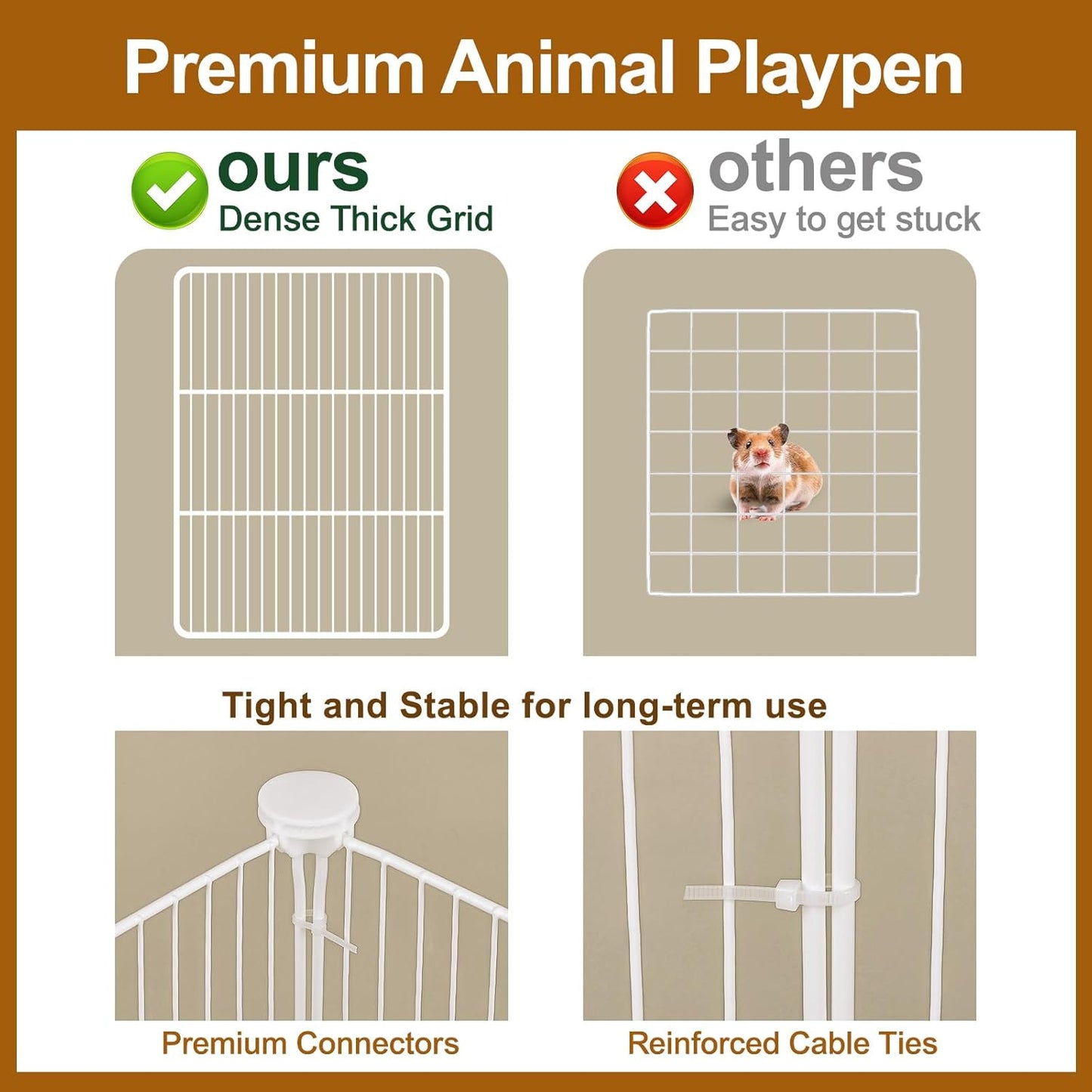 12 Panels Small Animal Playpen,Pet Playpen,C&C Cage for Guinea Pigs,Puppy Play Pen,Bunny Playpen Indoor Outdoor, Portable Metal Wire Yard Fence(White)