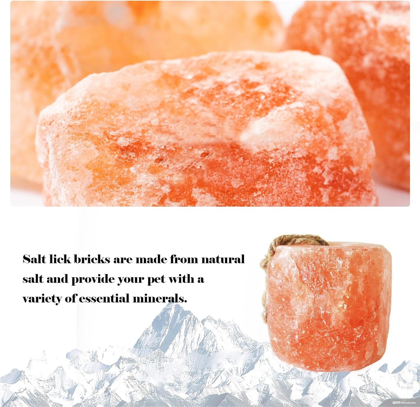 kathson Himalayan Salt Lick Salt Block on Rope for Horse Animals Mineral Salt Licks Natural Pink Licking Salt for Horses Deer Cattle Sheep and Other Livestock (2 Pcs,4.8-6.6 lbs)