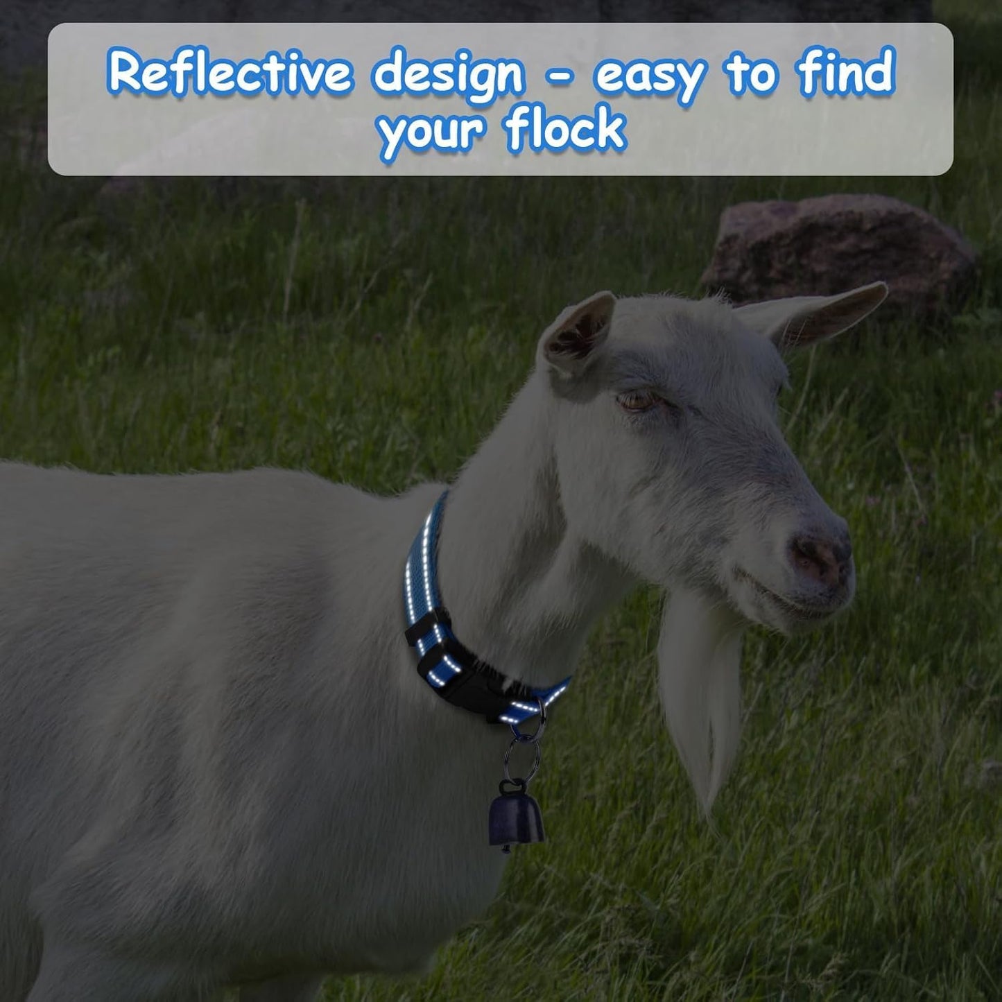 5 Pack Goat Collars with Bells, Horse Sheep Grazing Copper Bells and Adjustable Nylon Collar Set Pet Anti-Lost Loud Bronze Bell for Small Farm Animal Sheep Goat Cow Accessories (02)