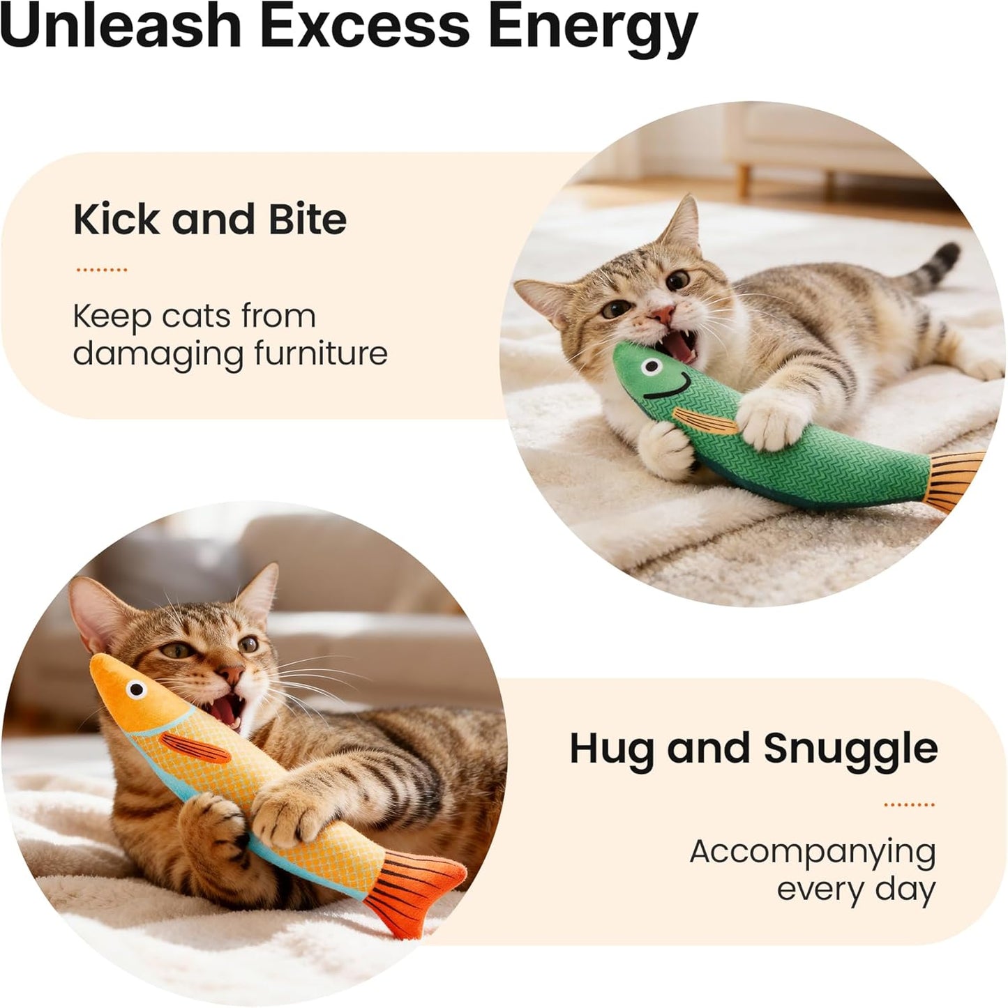 Potaroma Cat Toys Saury Fish, 3 Pack, Catnip Crinkle Sound, Soft and Durable, Interactive Kitten Kicker for Indoor Kitty Exercise 9.4 Inches for All Breeds