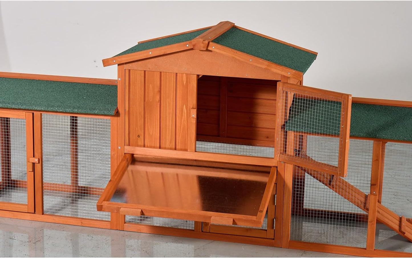Large Wooden Rabbit Hutch Wood Green Fir Wood Construction Outdoor Lawn, Porch Weather-Resistant Design
