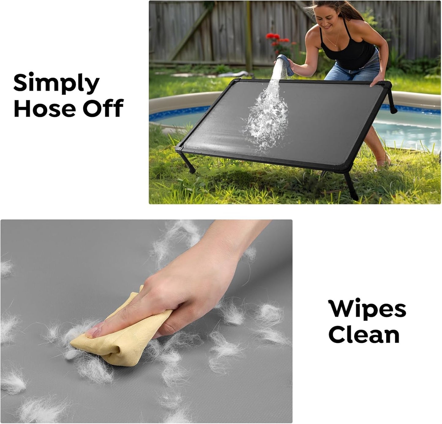 Veehoo Chew-Proof Elevated Dog Bed, Durable Training Platform for Large Dogs, Indoor Outdoor Raised Pet Cot, Grey, 41x27inches, Model CWC2420CP