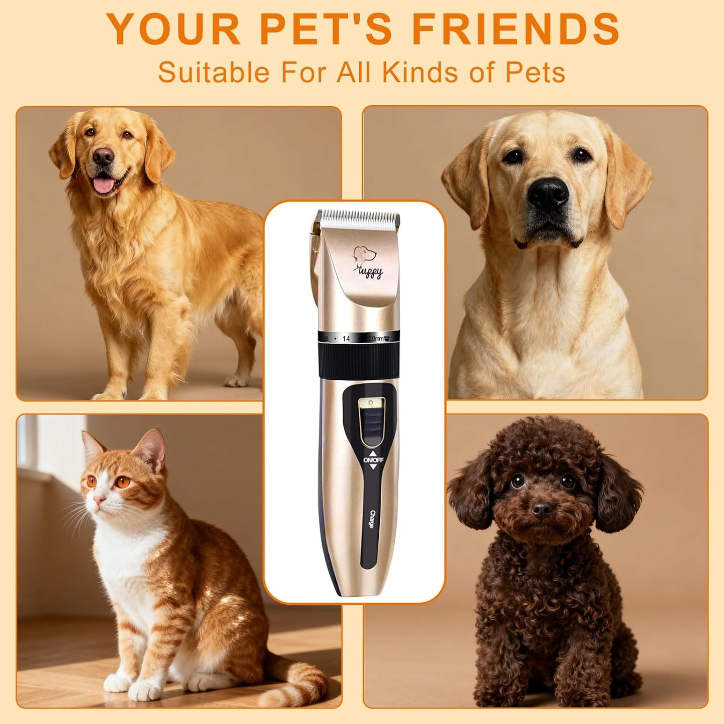 Dog Clippers for Grooming, Low Noise, Electric Quiet, Adjustable Clipper Comb for Dog Grooming Kit, cat Supplies Pet Hair Clippers Grooming kit for Dogs at Home
