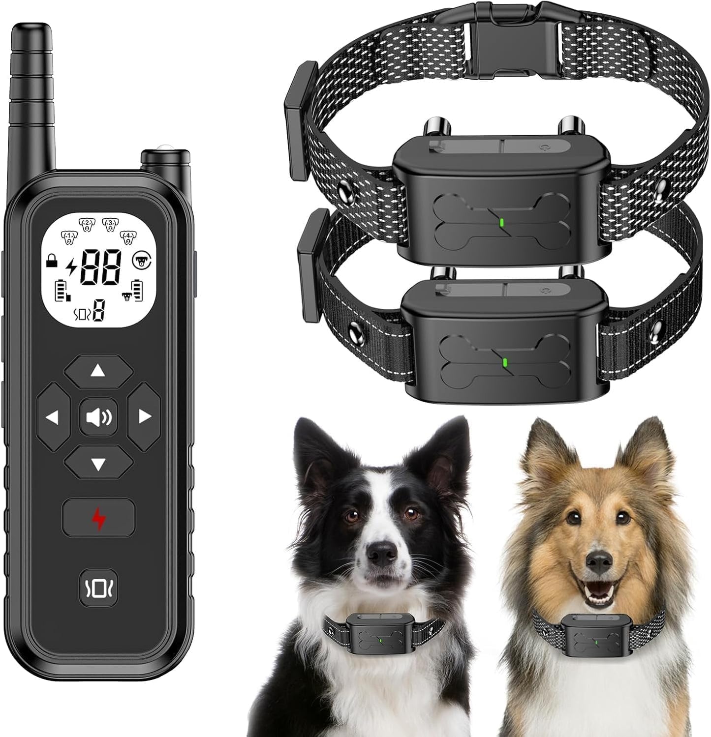 Wireless Dog Fence, Electric Fence for Dogs, Training Collar with Remote System 185 Days Standby Time, Waterproof & Flash Light Portable Dog Perimeter Collar with 3 Training Mode for 2 Dogs