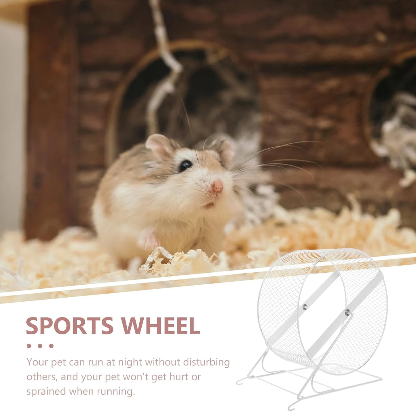 Silent Hamster Exercise Wheel Iron Frame 32Cm, White Small Animal Running for Hedgehogs, Squirrels, Sugar Gliders and Gerbils, Quiet Nail Grinding Plaything for Pets