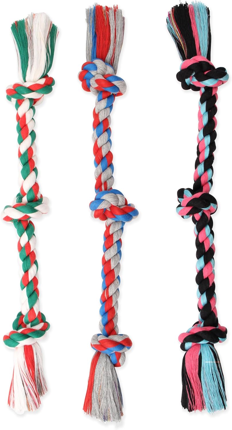 Mammoth Flossy Chews Rope Tug – Premium Cotton-Poly Tug Toy for Dogs – Interactive Rope Toy (Colors May Vary)