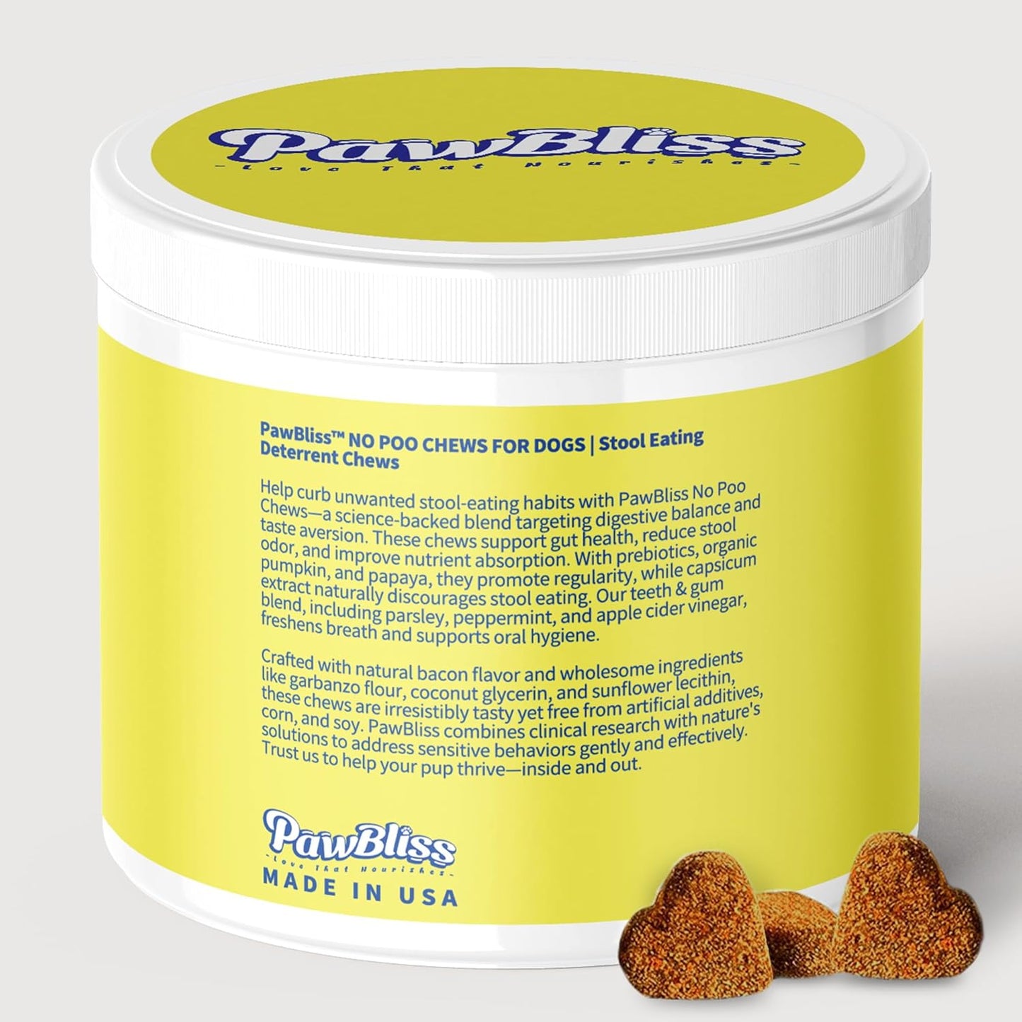 No Poo Chews for Dogs – Stop Stool Eating with Coprophagia Deterrent – Probiotic & Enzyme Soft Chews – Digestive & Breath Support – 120 Bacon-Flavored Chews