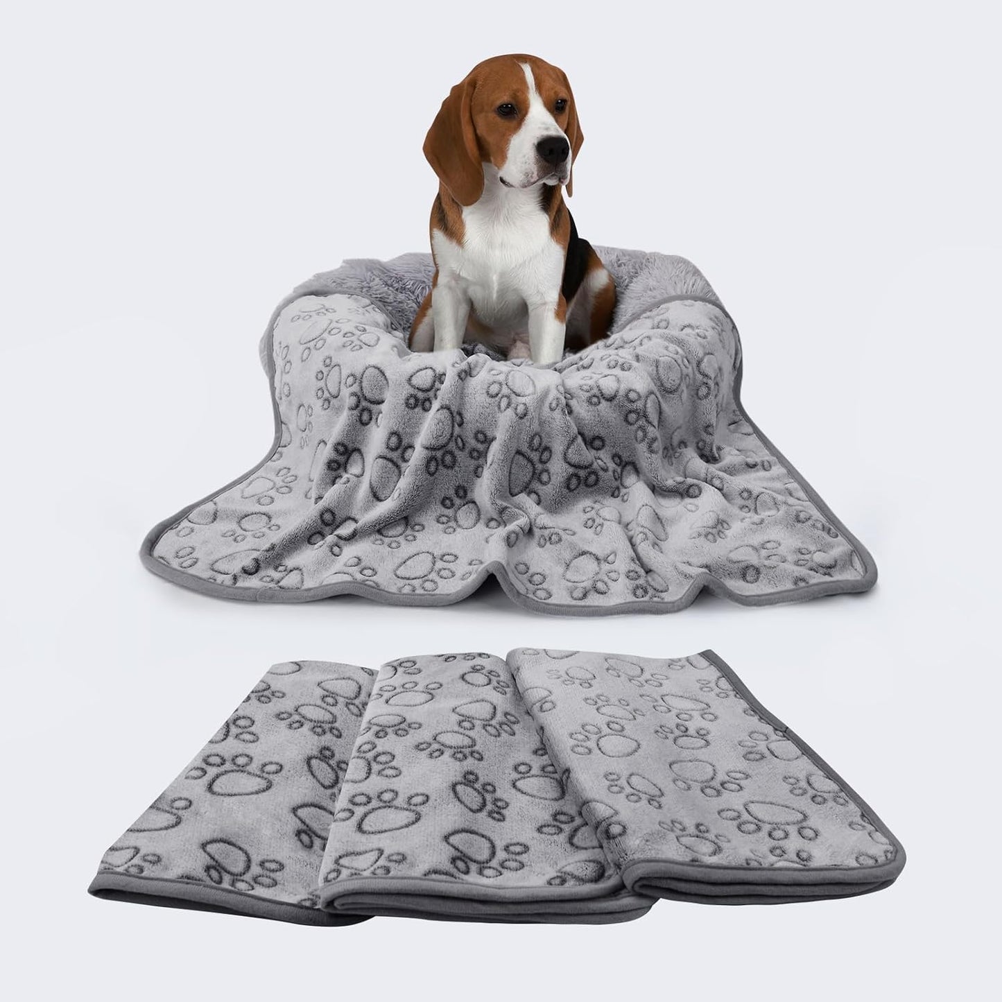 Luciphia 1 Pack 6 Dog Blankets Cat Soft Fluffy Fleece Pet Blanket Warm Cute Print Design Puppy Kitten Doggy Paw Grey Small(23"x16")