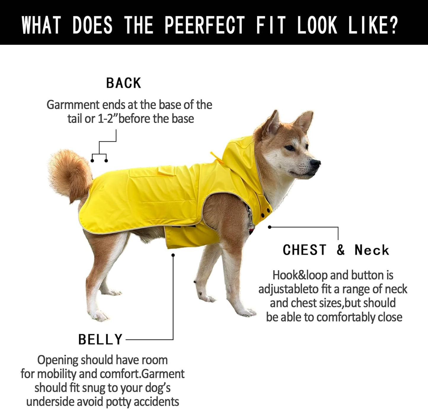 Dog Raincoat Waterproof Reflective Jacket – Lightweight Hooded Poncho with Adjustable Belly Strap & Leash Hole – Rain Slicker Coat for 2XSmall-5XLarge Dogs – Easy to Wear (Yellow X-Large)