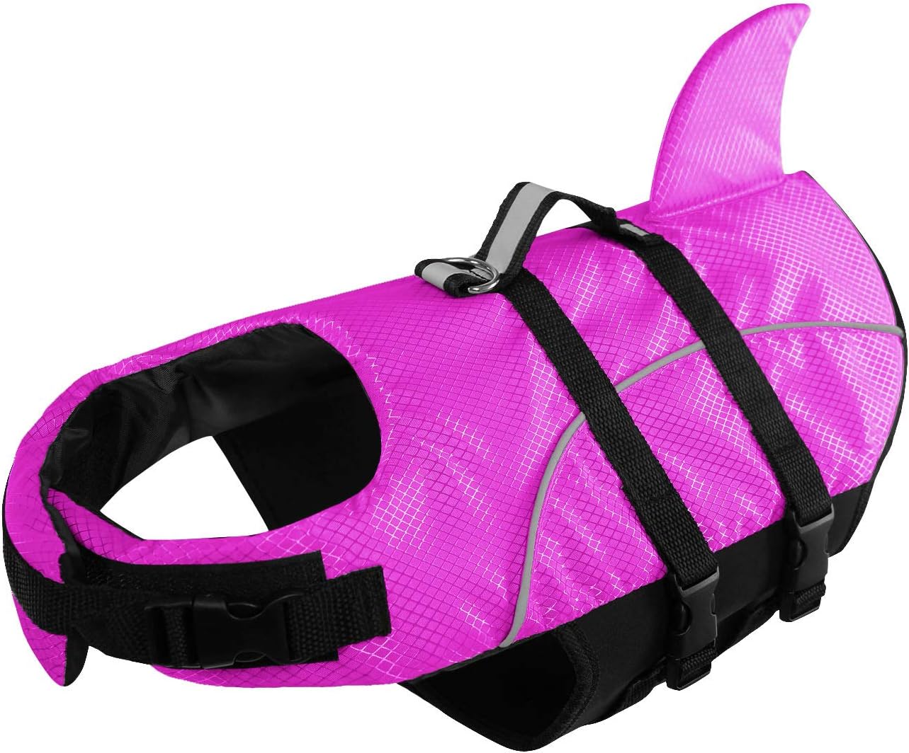 Ripstop Dog Life Jacket Shark Life Vest for Dogs, Safety Lifesaver with High Buoyancy and Lift Handle for Small and Medium Breeds(Rose Red XS)