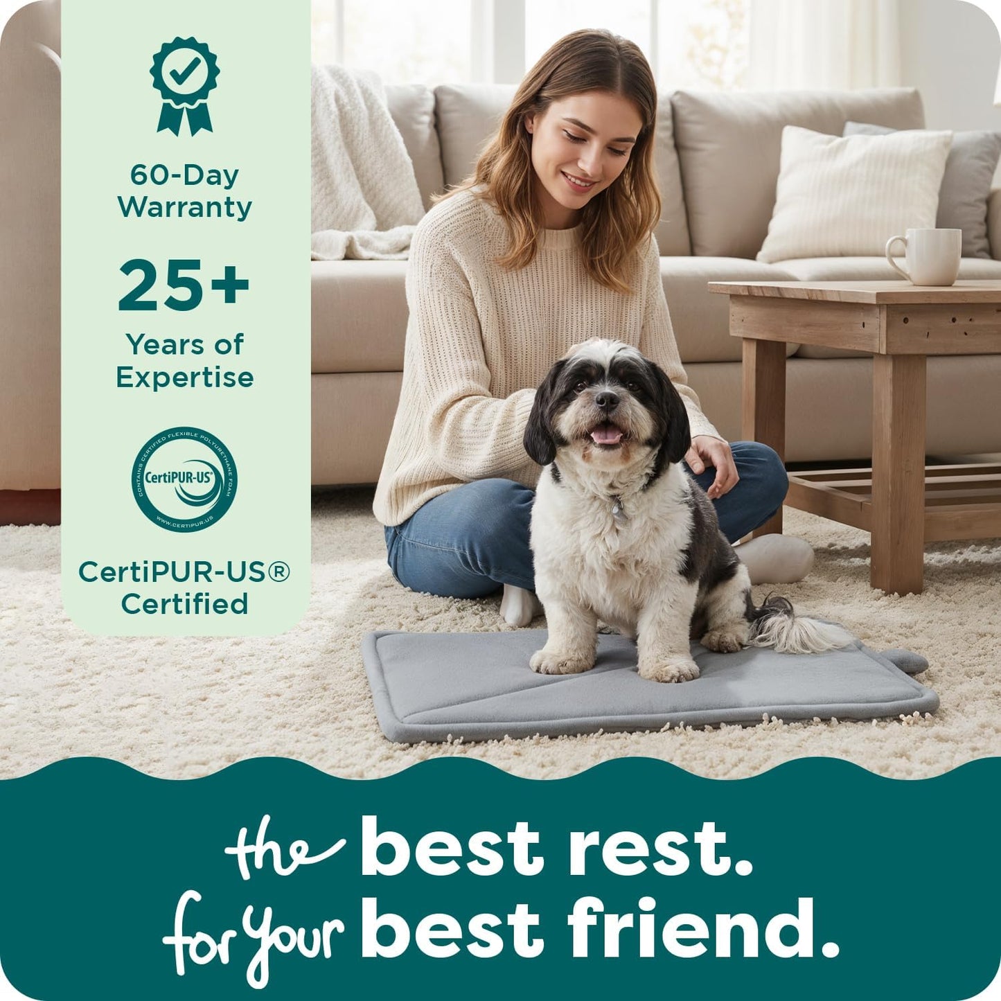 FurHaven ThermaNAP Self Warming Cat Mat, Dog Bed for Crates with Self-Warming Technology for Cozy Rest, Fully Machine Washable, Small, Plush Faux Fur, Gray