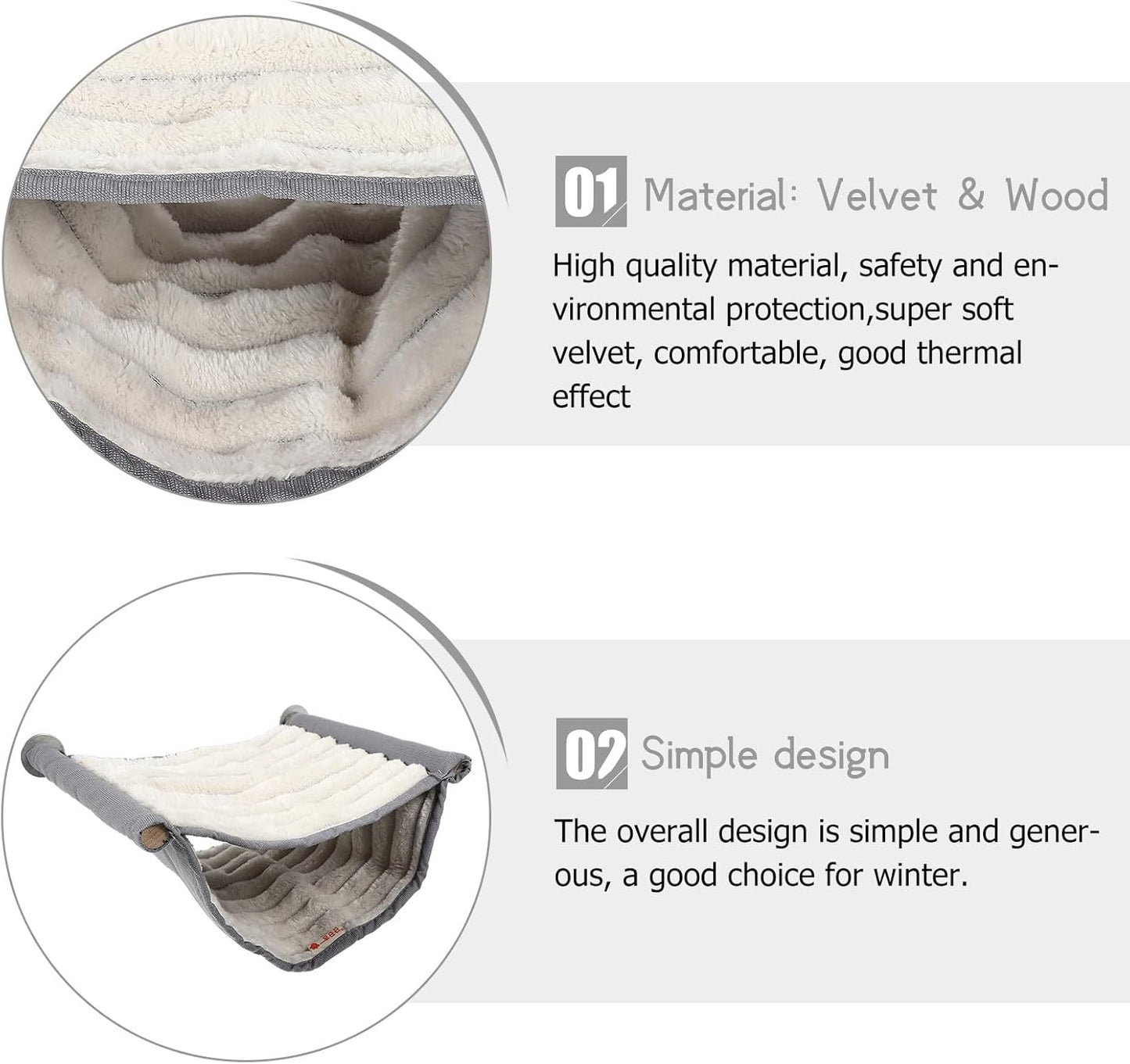 ERINGOGO Hamster Hanging Bed and Small Pet Hammock Detachable Warm Cage Accessory with Soft Fabric for Winter Use in Hamster Cages and Small Animal Habitats