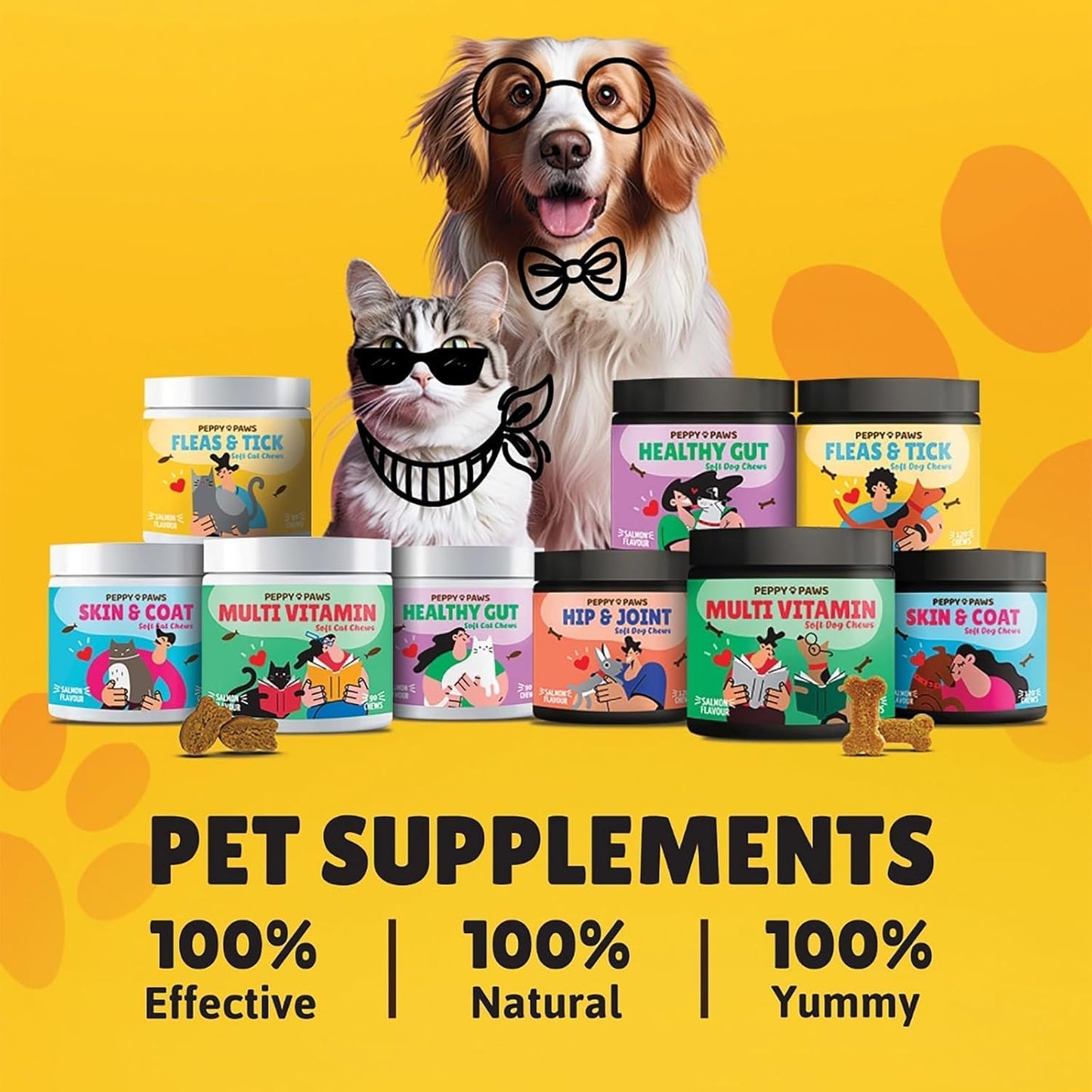 Dog Multivitamin Soft Chews – 120 Count | with Omega 3, Glucosamine, MSM, Chondroitin, CoQ10, Vitamins B & C | for Joint, Heart, Skin & Immune Support | Salmon Flavor | Non-GMO & Natural