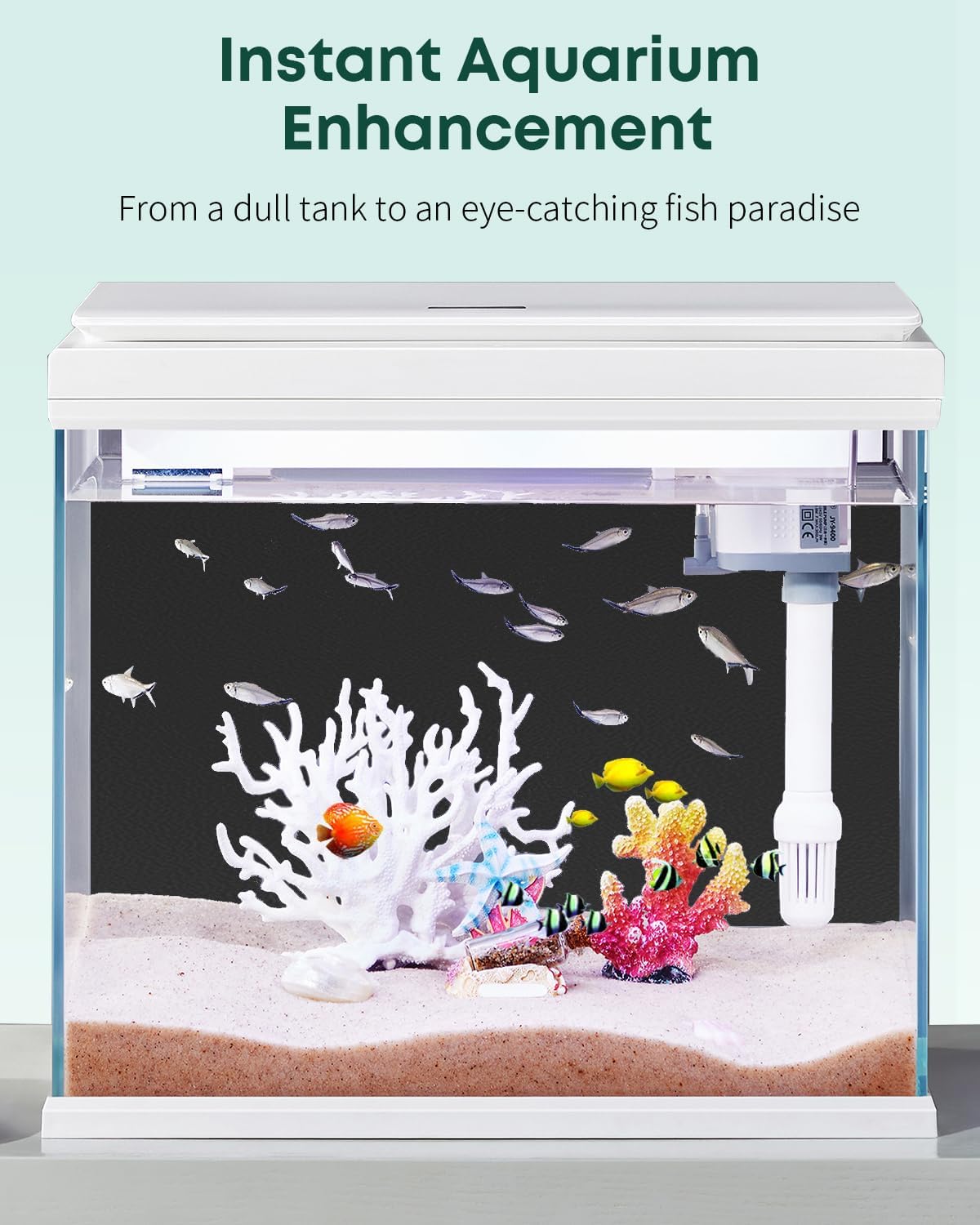 Pawfly Black Aquarium Background, 40" x 12", Static Cling Fish Tank Background Wallpaper, PVC Fish Tank Backdrop, Easy to Install Aquarium Decor Background