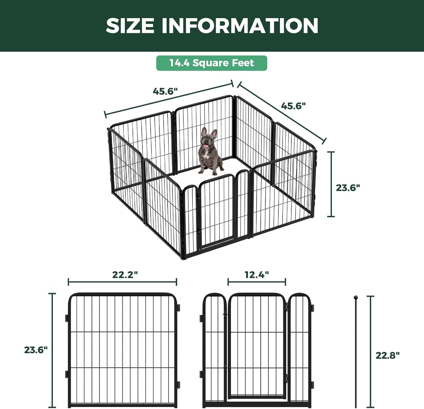 FXW Homeplus Unleashed Indoor Dog Playpen - Stress-Free and Safe Play, Heavy Duty 24 Inch 8 Panels Dog Pen for Puppy and Small Dogs, Black│Patented