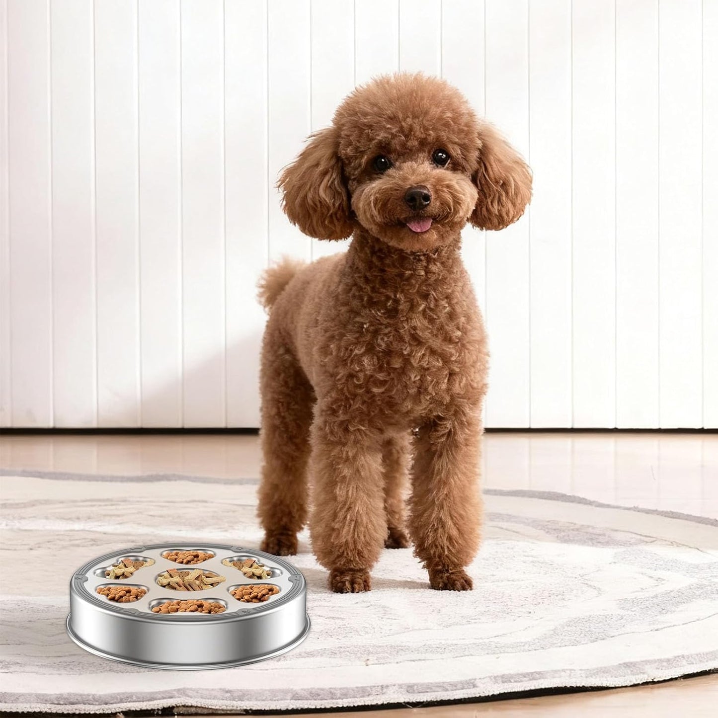 2 Pack Stainless Steel Slow Feed Dog Bowl, Dog Food Bowl Slow Feeder with Double-Sided Design and Nonslip Bottom, 2 Cups Metal Pet Food Bowl for Slows Down Eating for Medium Dogs, Dishwasher Safe