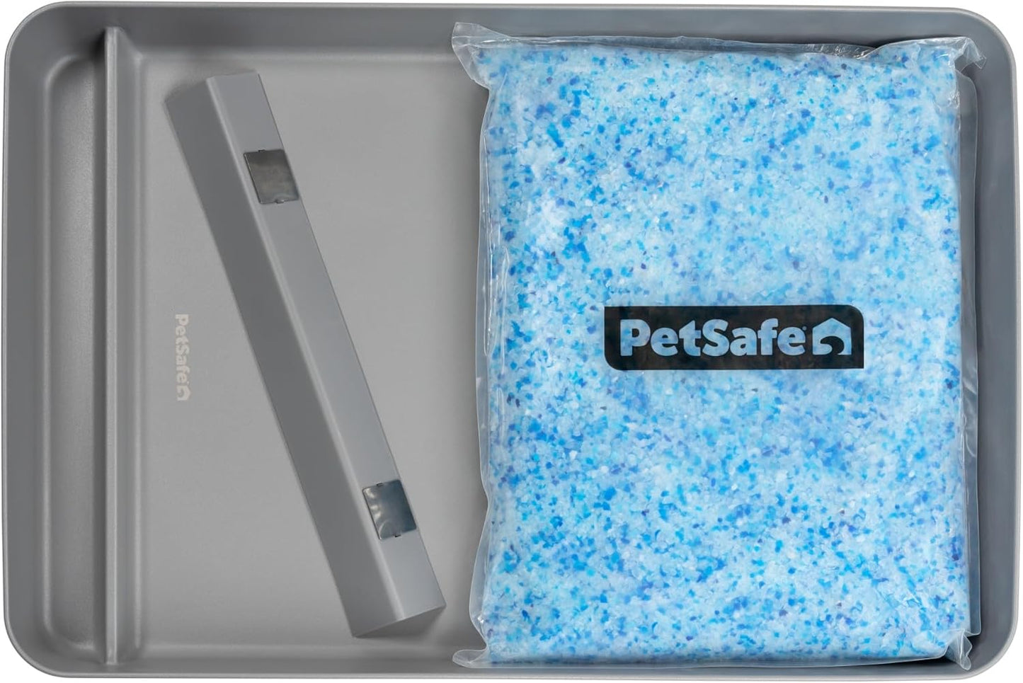 PetSafe ScoopFree Stainless Steel Reusable Cat Litter Tray with Magnetic Waste Shield & 4.3 lb Bag Fresh Scent Premium Crystal Litter