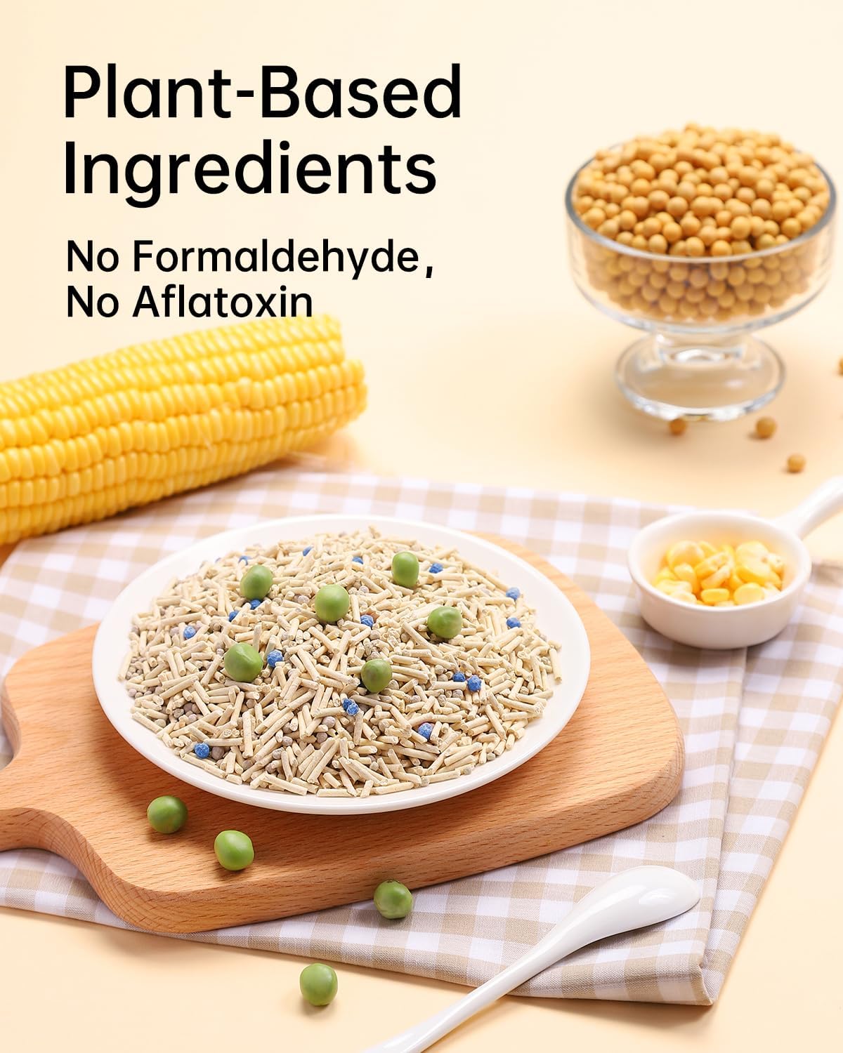 Mixed 4-in-1 Clumping Cat Litter 33 lb, Odor Control and Rapid Clumping, Water Absorbent and Flushable, Dust-Free, Multi-Cat, Bentonite Tofu Cat Litter, Jasmine Scent, 5.5lb/Pack