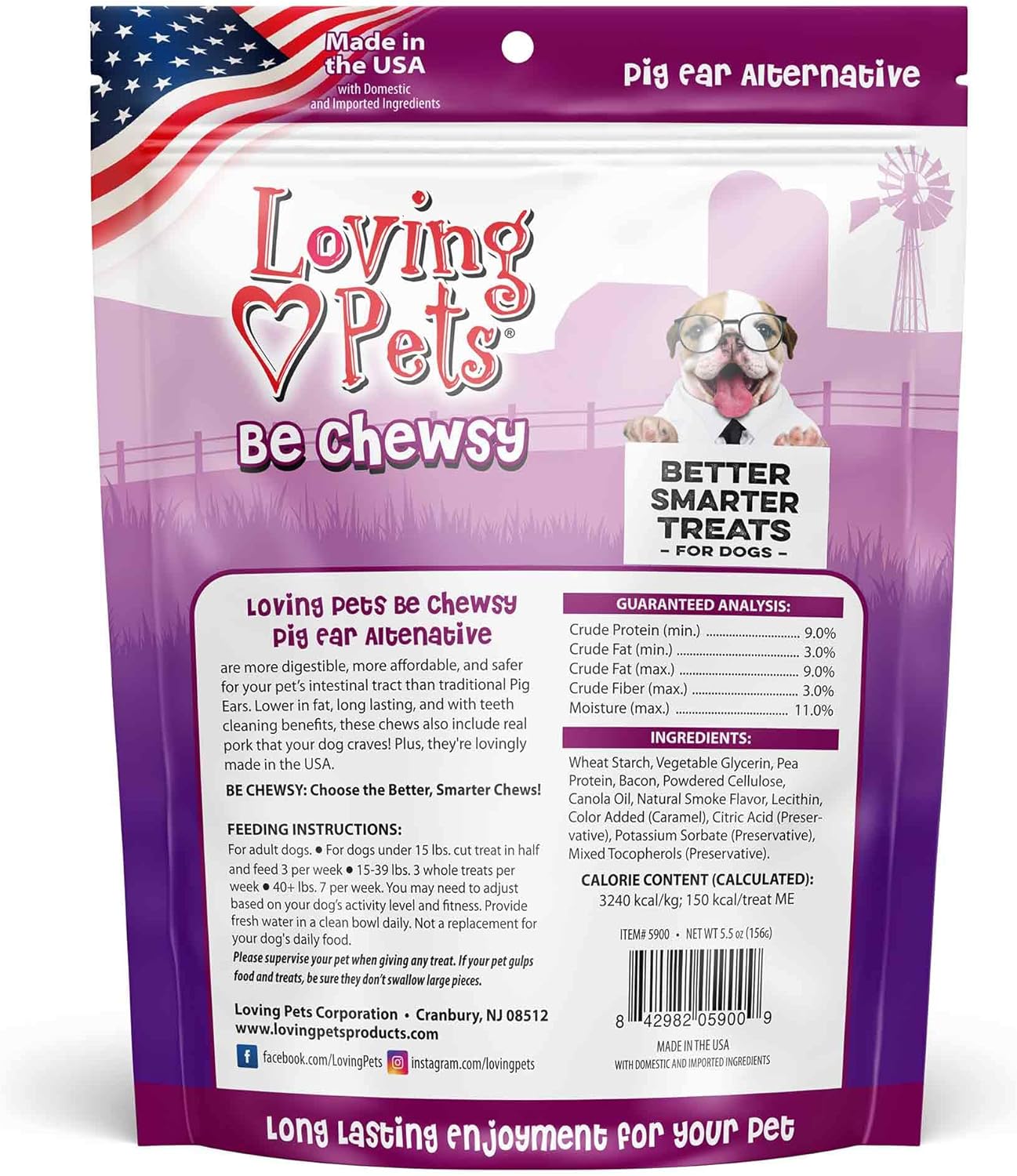 Loving Pets - Be Chewsy Pig Ear Alternative for Dogs Pig Ear Dog Treats for Small, Medium & Large Dogs (4 Pack)