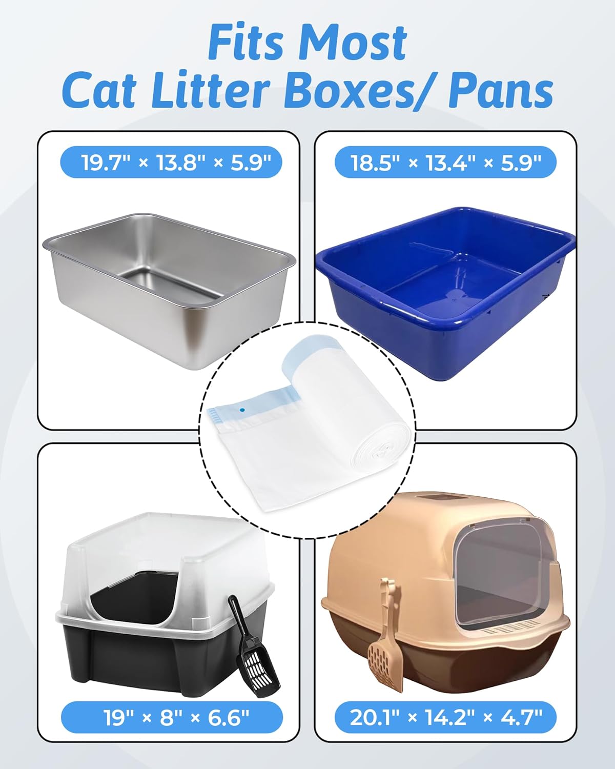 ANWA Cat Litter Box Liners: 36" x 18" Large Cat Litter Box Bags, 2 Mils Extra Thick, Durable & Tear-Resistant, 10 Count