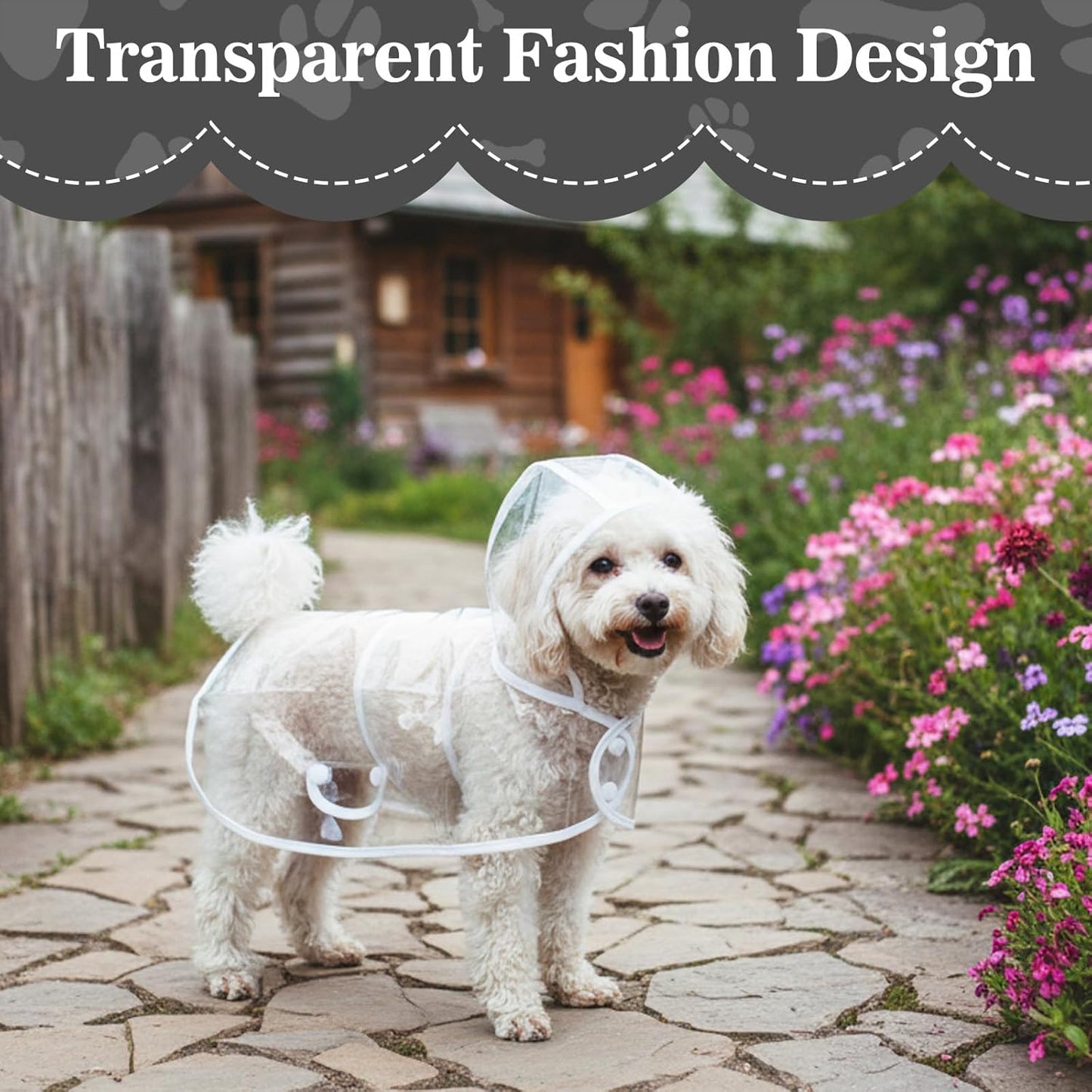 2pcs Dog Rain Poncho for Small Dogs Waterproof Dogs Raincoat with Hidden Leash Hole Adjustable Snaps Small Dog Raincoat Pet Hooded Cape for Bichon Poodle 4-8lbs