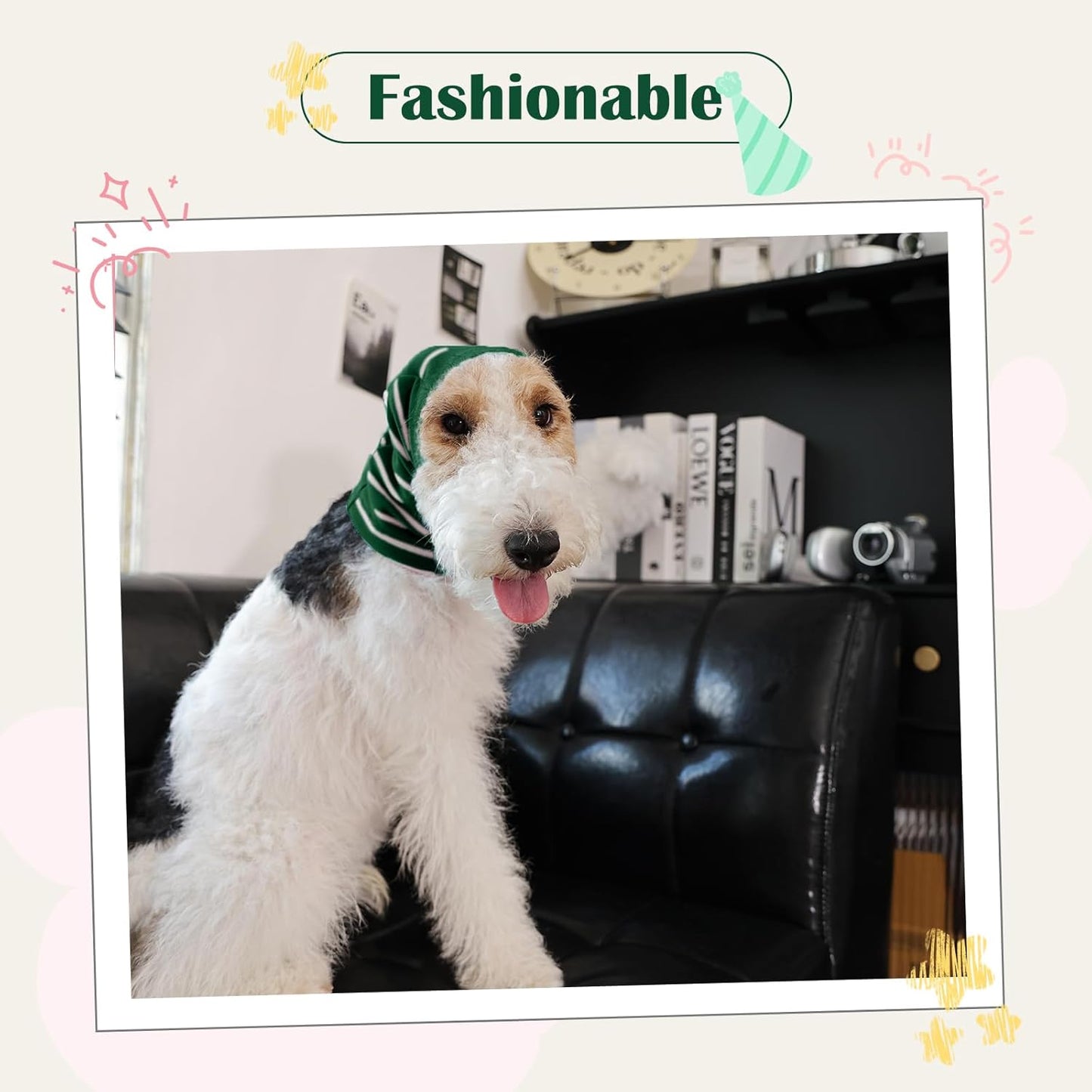 Nanaki Calming Hoodie Dog Grooming Ear Cover Anxiety Relief-No Shake Dog Ear Wrap Hematoma, Striped Head Wrap Snoods for Noise Protection, Bath, Fireworks, Thunderstorm, Blow Drying, Warm-Keeping