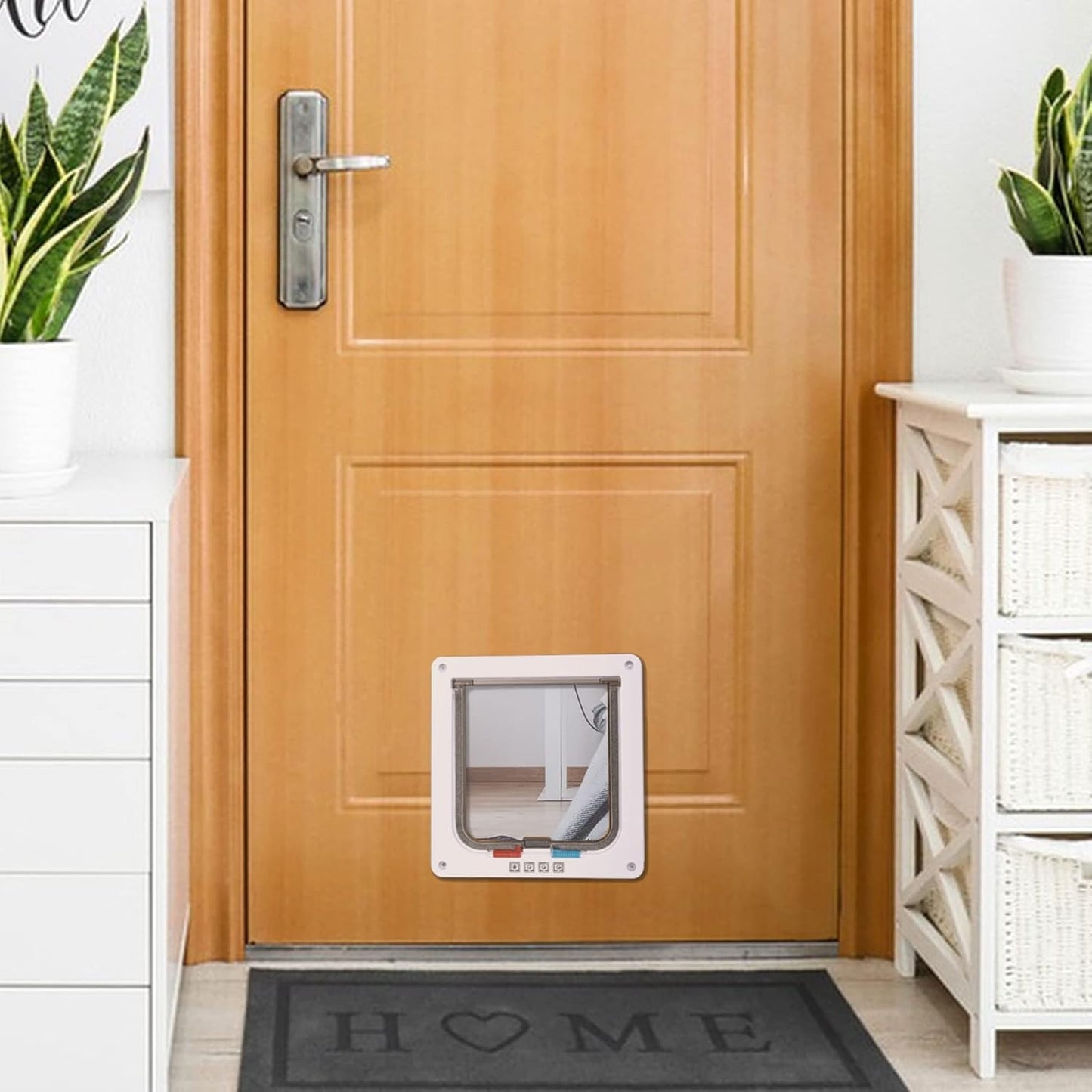 Elevon Cat Door for Windows, 4 Way Locking Cat Flap for Thin Door and Wall, Weatherproof ABS Pet Door for Cats & Small Doggie