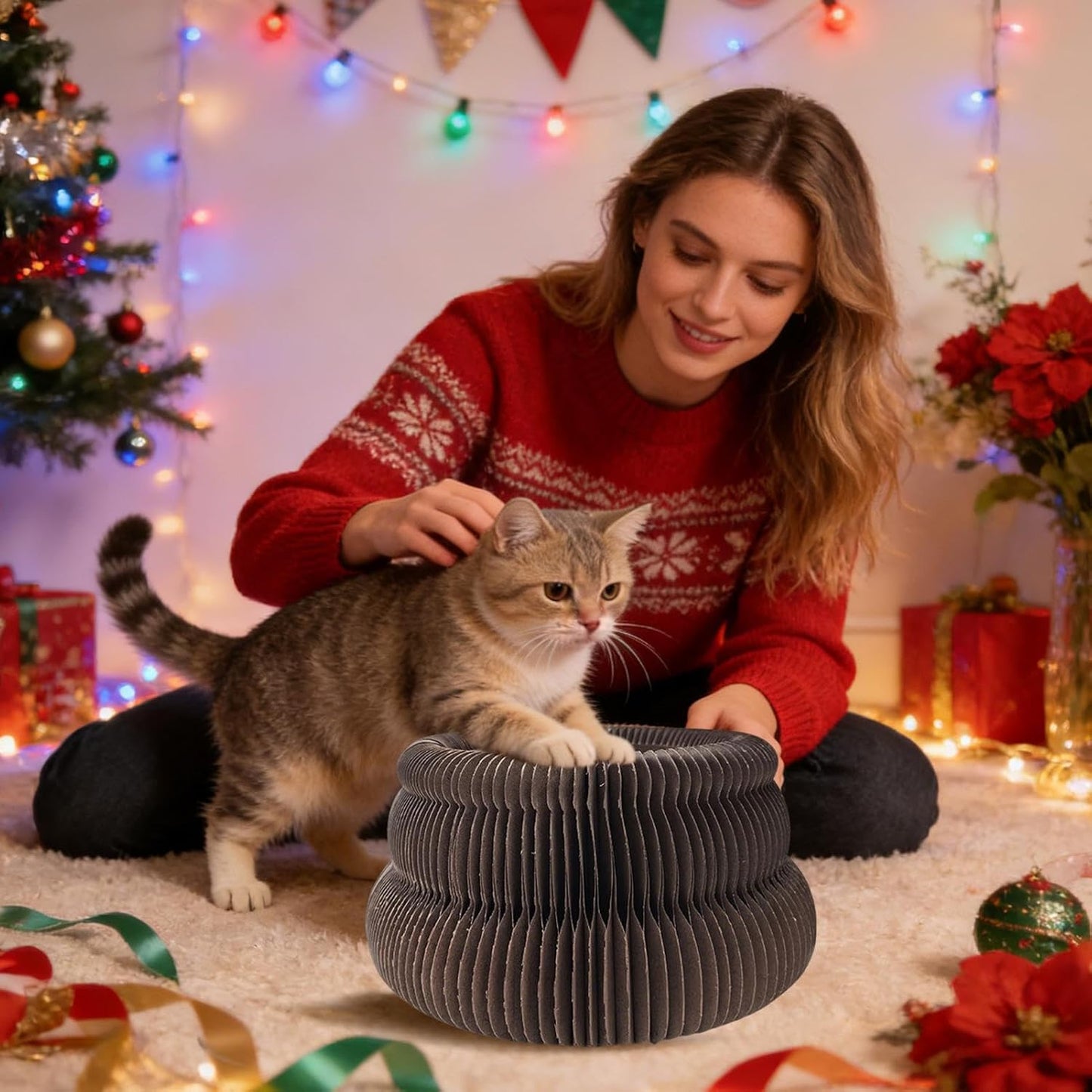 Cat Scratching Board Toy - Playful Kitten Cardboard Scratcher - Accordion Design Scratch Board,for Indoor Outdoor Home Farmhouse Apartment Garage Backyard Balcony Living Room Bedroom