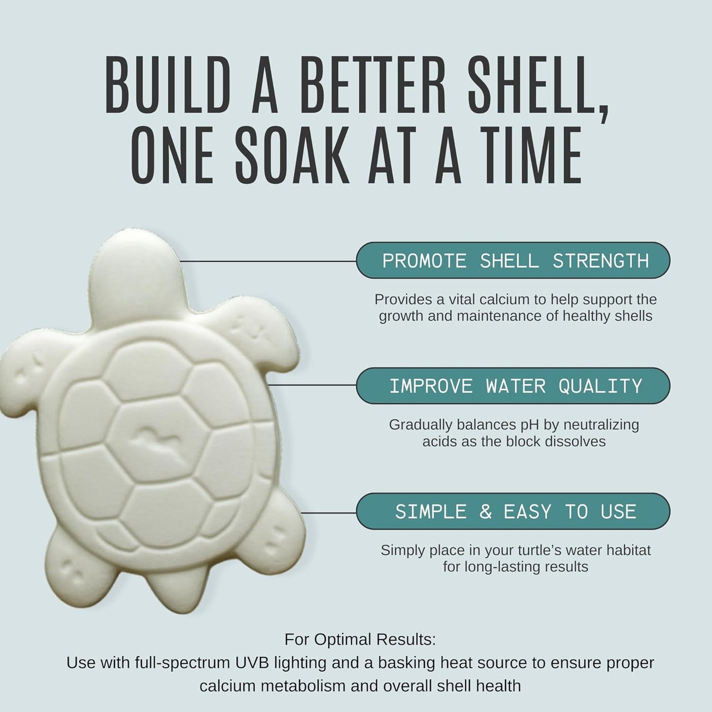 Shellstrong Premium Calcium Block for Aquatic Turtle - Slow Release Water Tank Conditioner - Cuttlebone for Aquarium - Turtle Tank Accessories - 20 Gallon Aquatic Tank Treatment (3 Calcium Blocks)