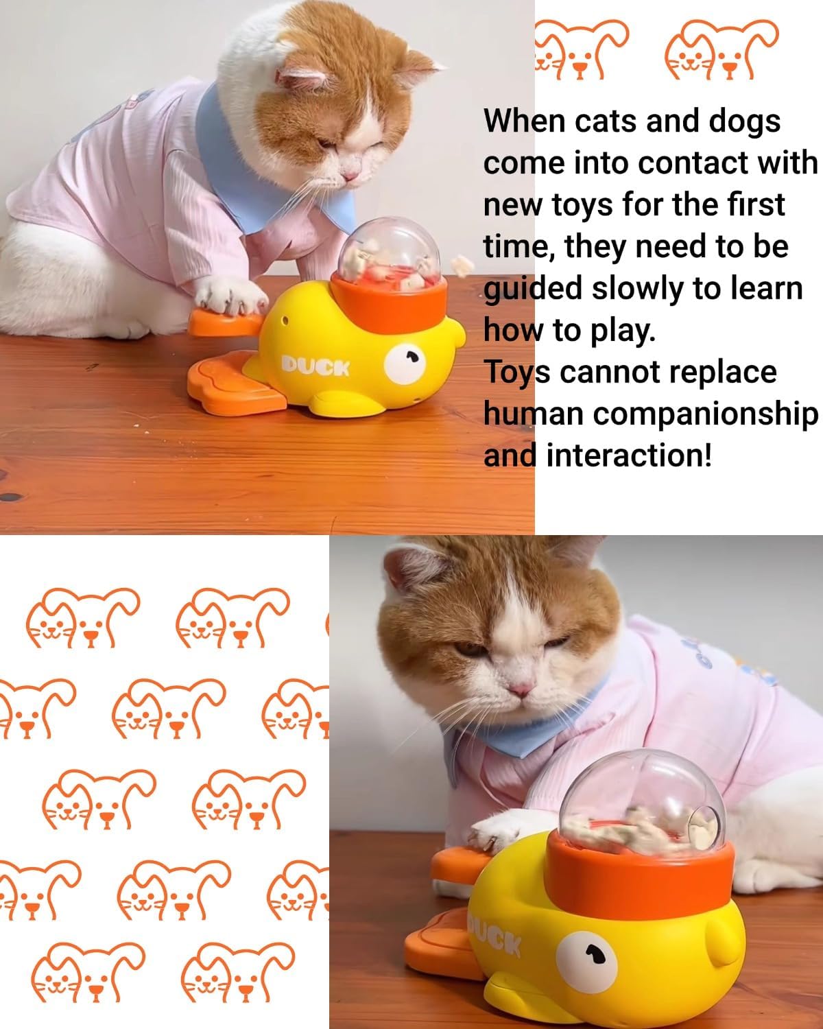 Cat Puzzle Treat Dispenser, Puzzle Feeder Dog Treat Dispenser Toy, Duck Pet Feeder, Slow Feeder Dog Bowls, 3 Sizes of Lids, Duck Treat Dispenser, IQ Training and Exercise for Cats and Dogs